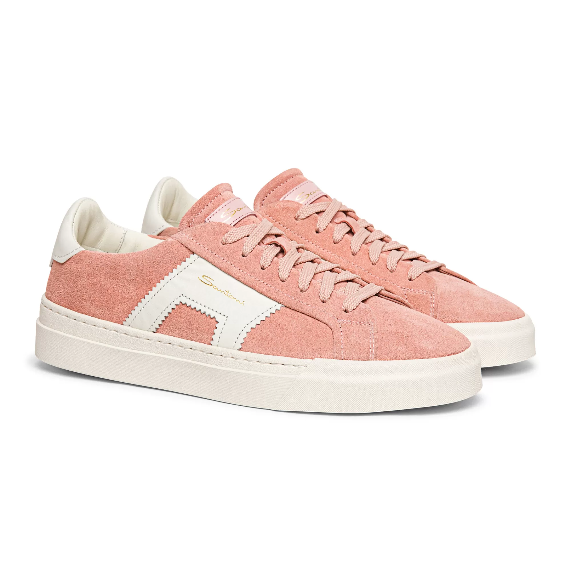 Best Double buckle sneaker da uomo in suede e pelle rosa e bianca Vedi tutte le calzature | Sneakers