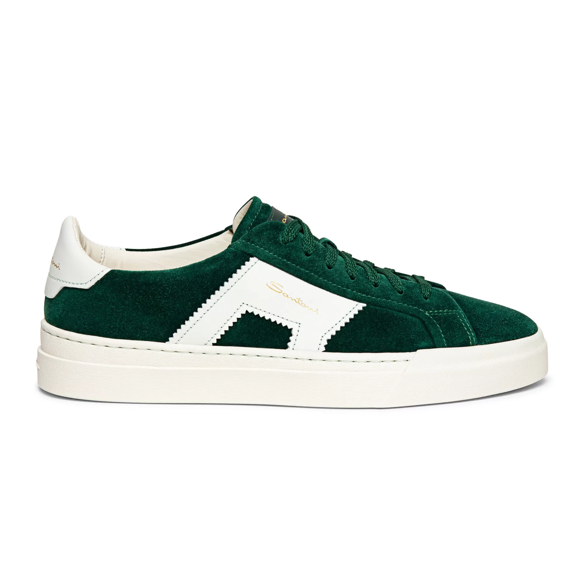 Cheap Double buckle sneaker da uomo in suede e pelle verde e bianca Vedi tutte le calzature | Sneakers