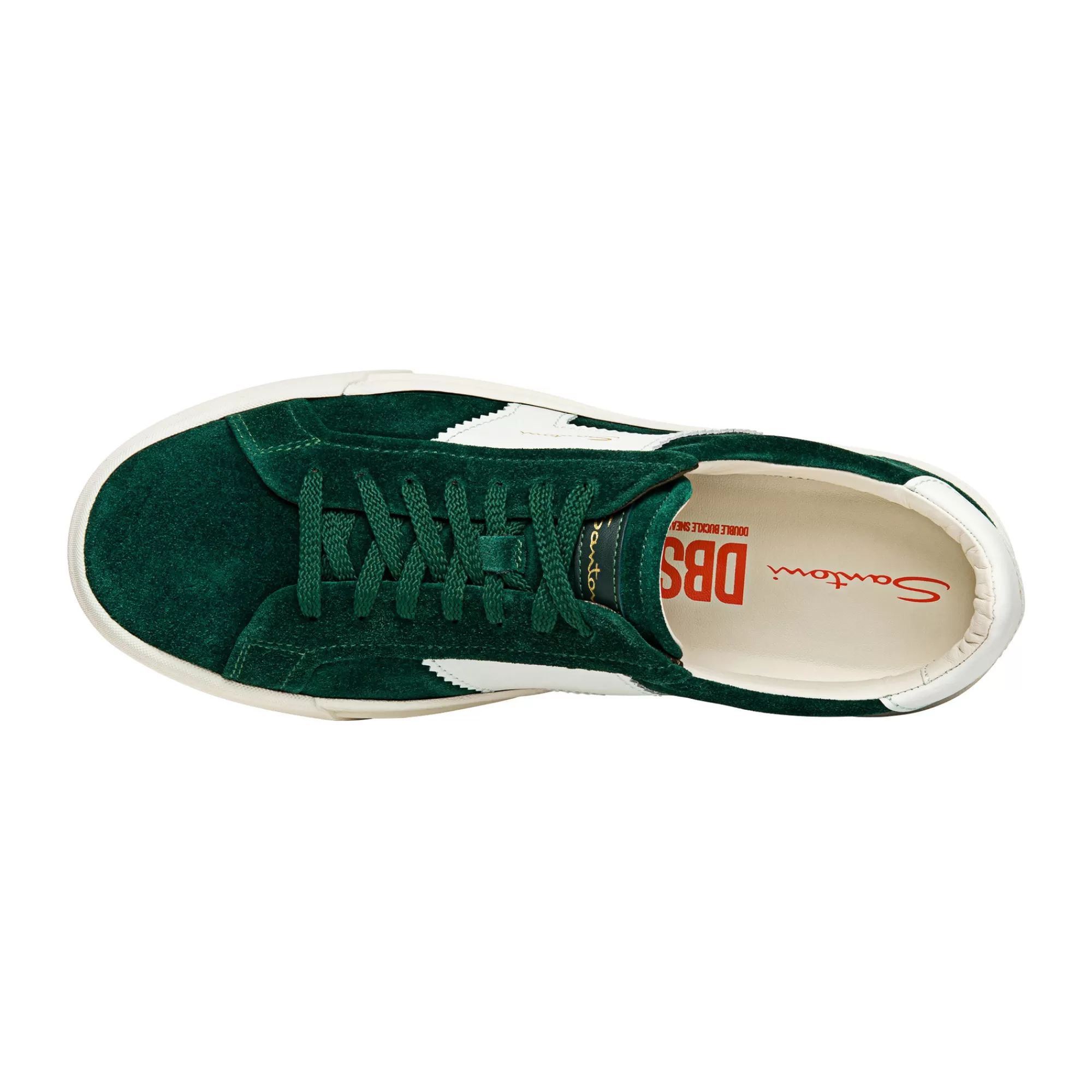 Cheap Double buckle sneaker da uomo in suede e pelle verde e bianca Vedi tutte le calzature | Sneakers