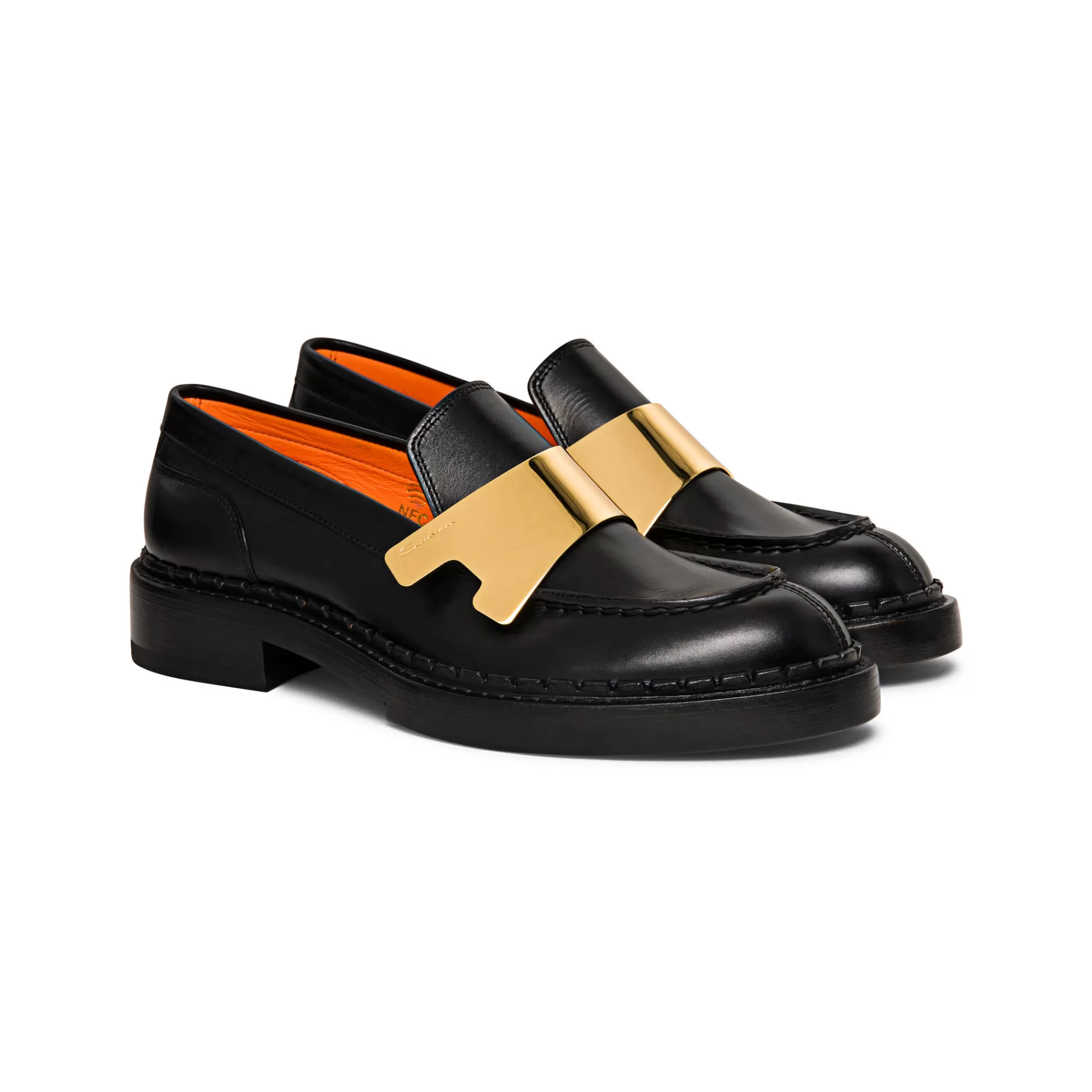 Best Sale Mocassino Alfie con placca doppia fibbia da donna in pelle nera Vedi tutte le calzature | Scarpe basse