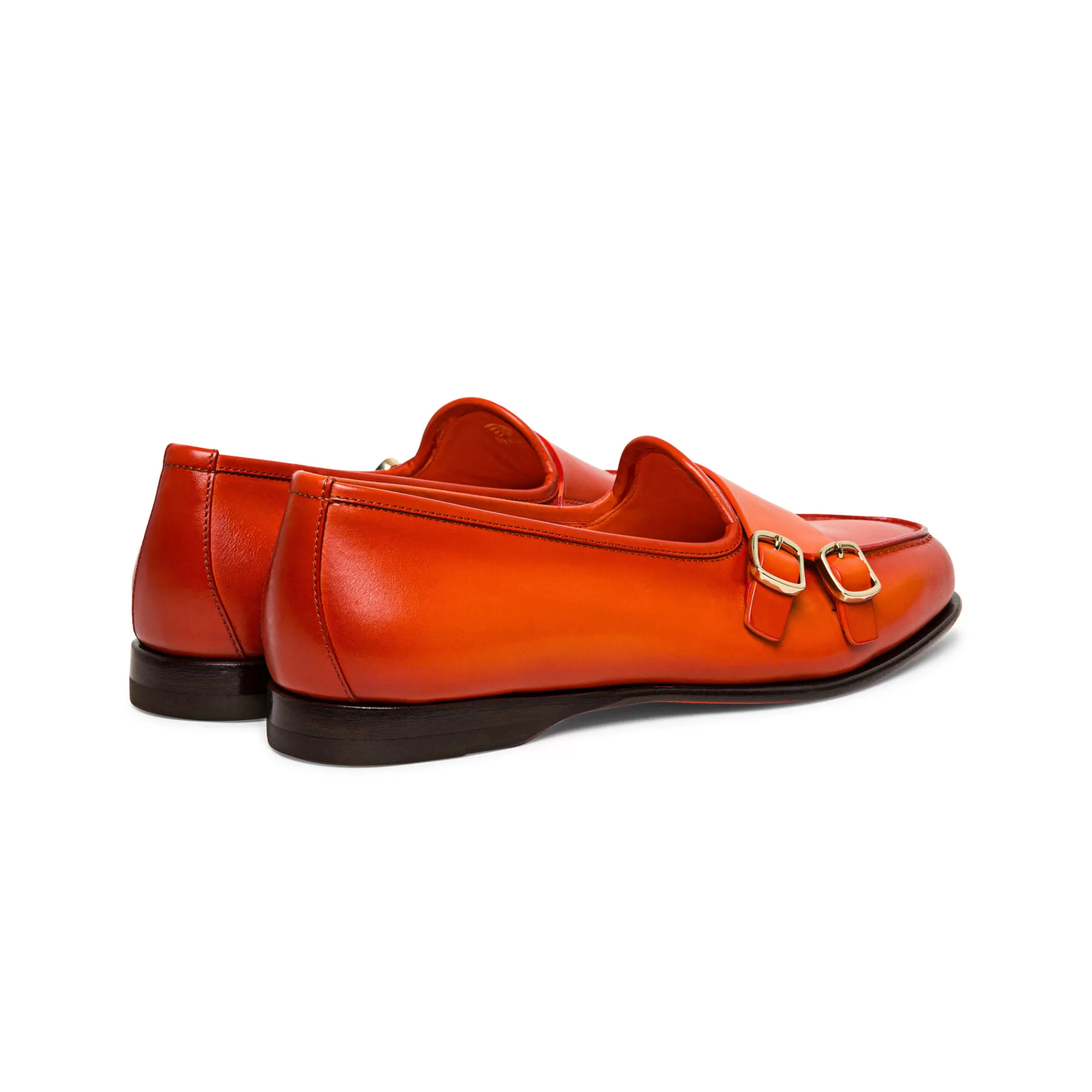 Clearance Mocassino Andrea con doppia fibbia da donna in pelle arancione Vedi tutte le calzature | Scarpe basse