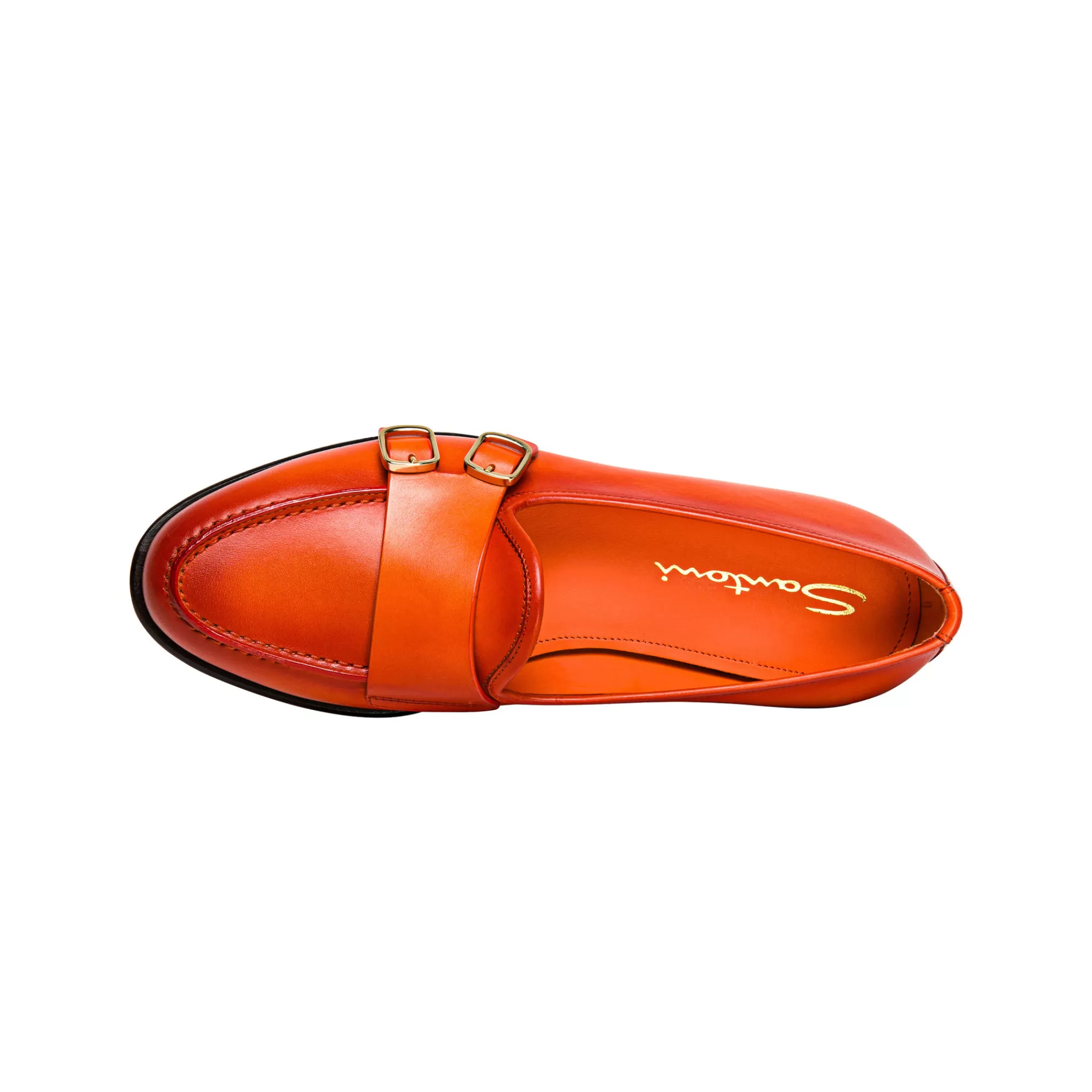 Clearance Mocassino Andrea con doppia fibbia da donna in pelle arancione Vedi tutte le calzature | Scarpe basse