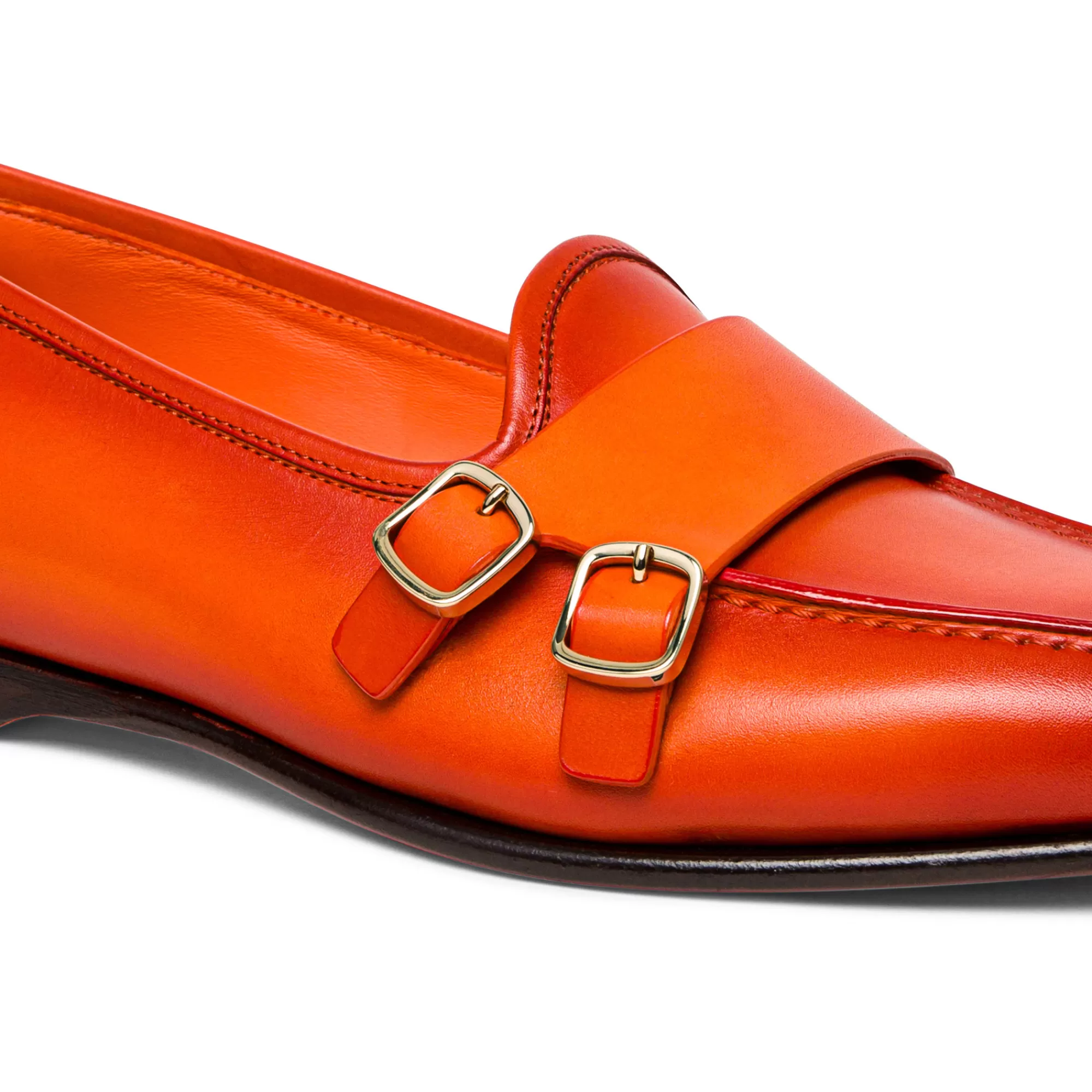 Clearance Mocassino Andrea con doppia fibbia da donna in pelle arancione Vedi tutte le calzature | Scarpe basse