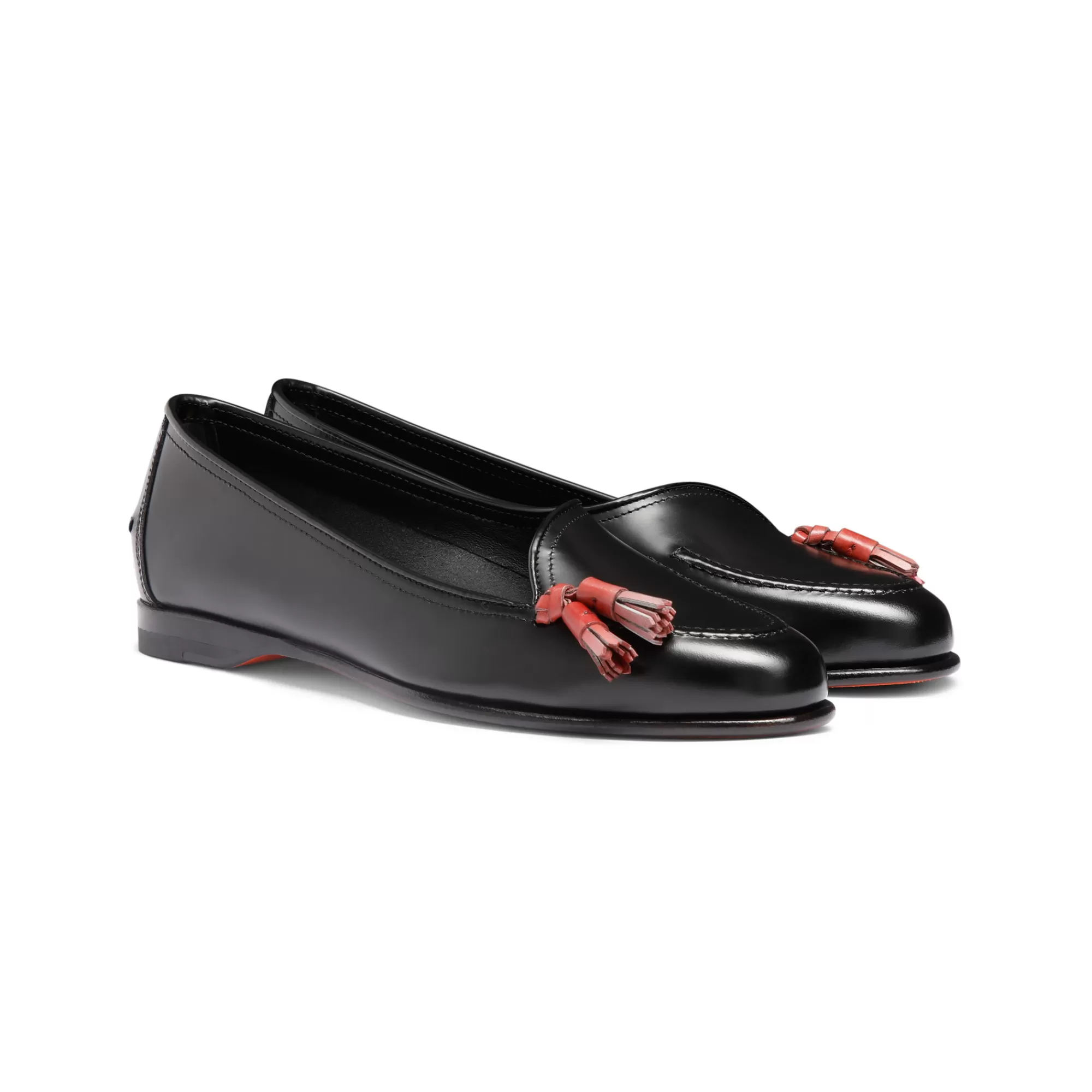 Hot Mocassino Andrea con nappe da donna in pelle nera Vedi tutte le calzature | Scarpe basse