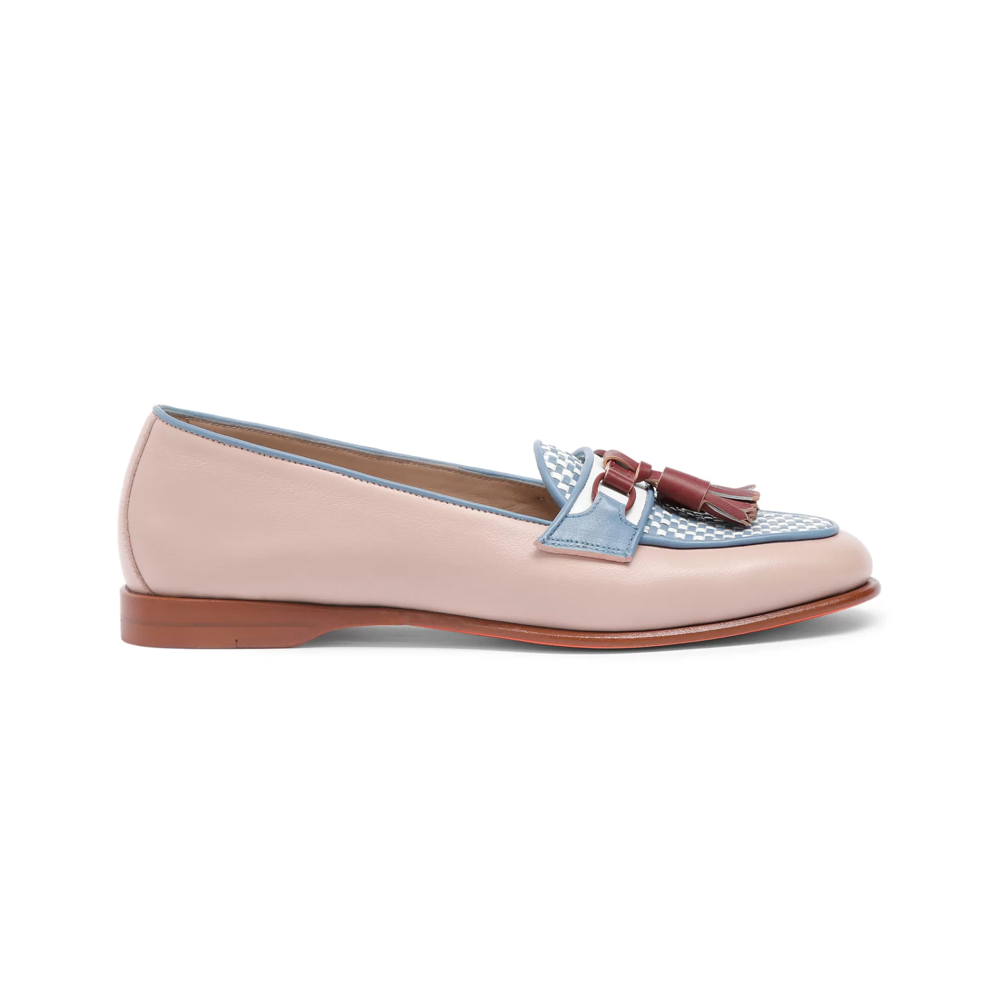 Clearance Mocassino Andrea con nappe da donna in pelle rosa ed azzurro Scarpe basse | Mocassini