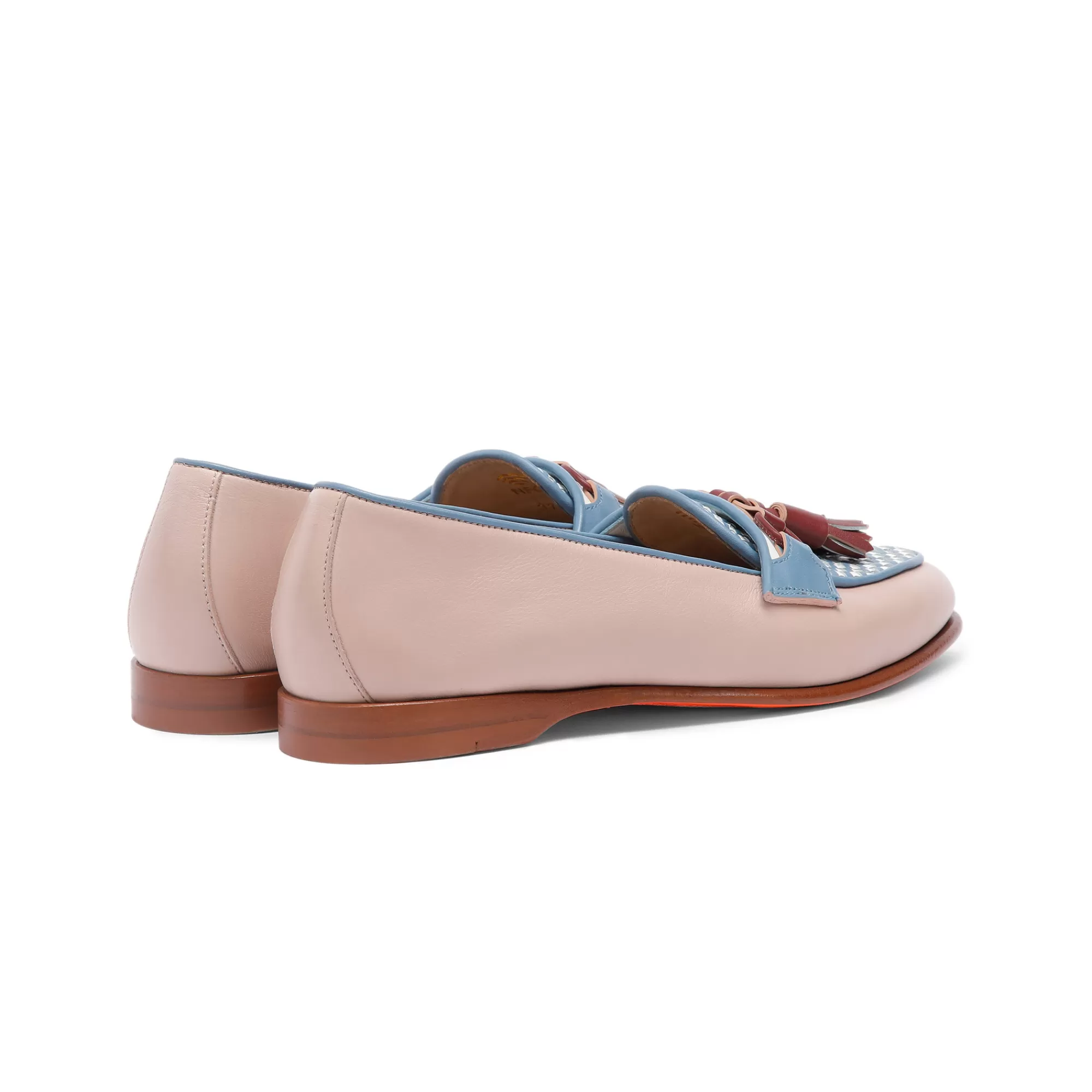 Clearance Mocassino Andrea con nappe da donna in pelle rosa ed azzurro Scarpe basse | Mocassini