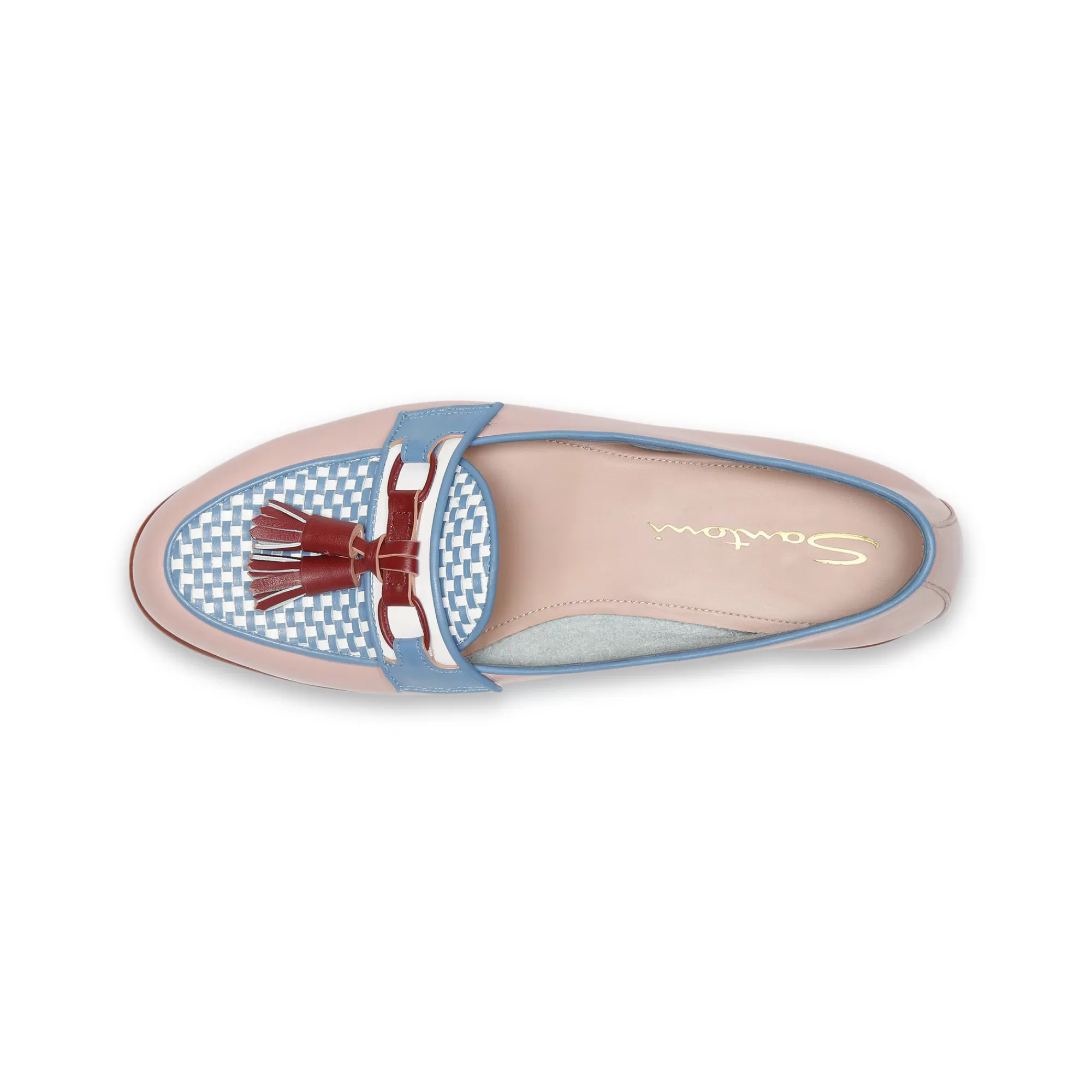 Clearance Mocassino Andrea con nappe da donna in pelle rosa ed azzurro Scarpe basse | Mocassini