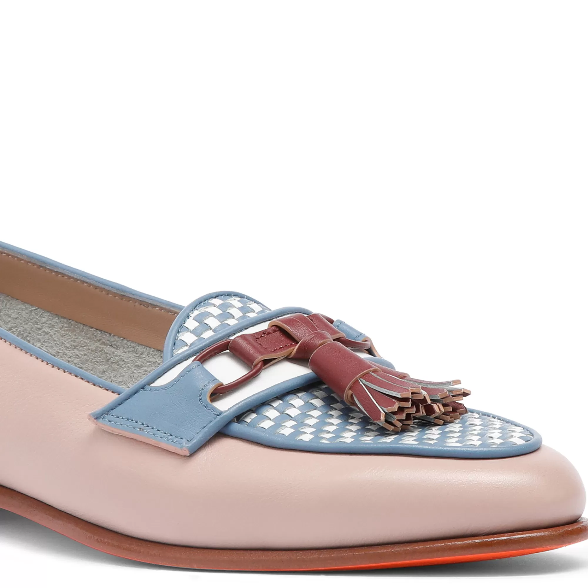 Clearance Mocassino Andrea con nappe da donna in pelle rosa ed azzurro Scarpe basse | Mocassini