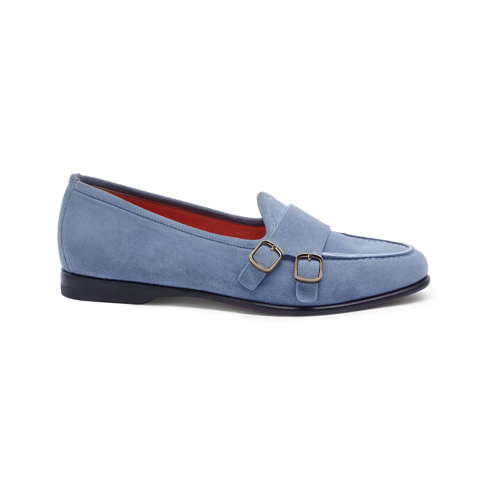 Cheap Mocassino Andrea doppia fibbia da donna in suede azzurro Vedi tutte le calzature | Scarpe basse