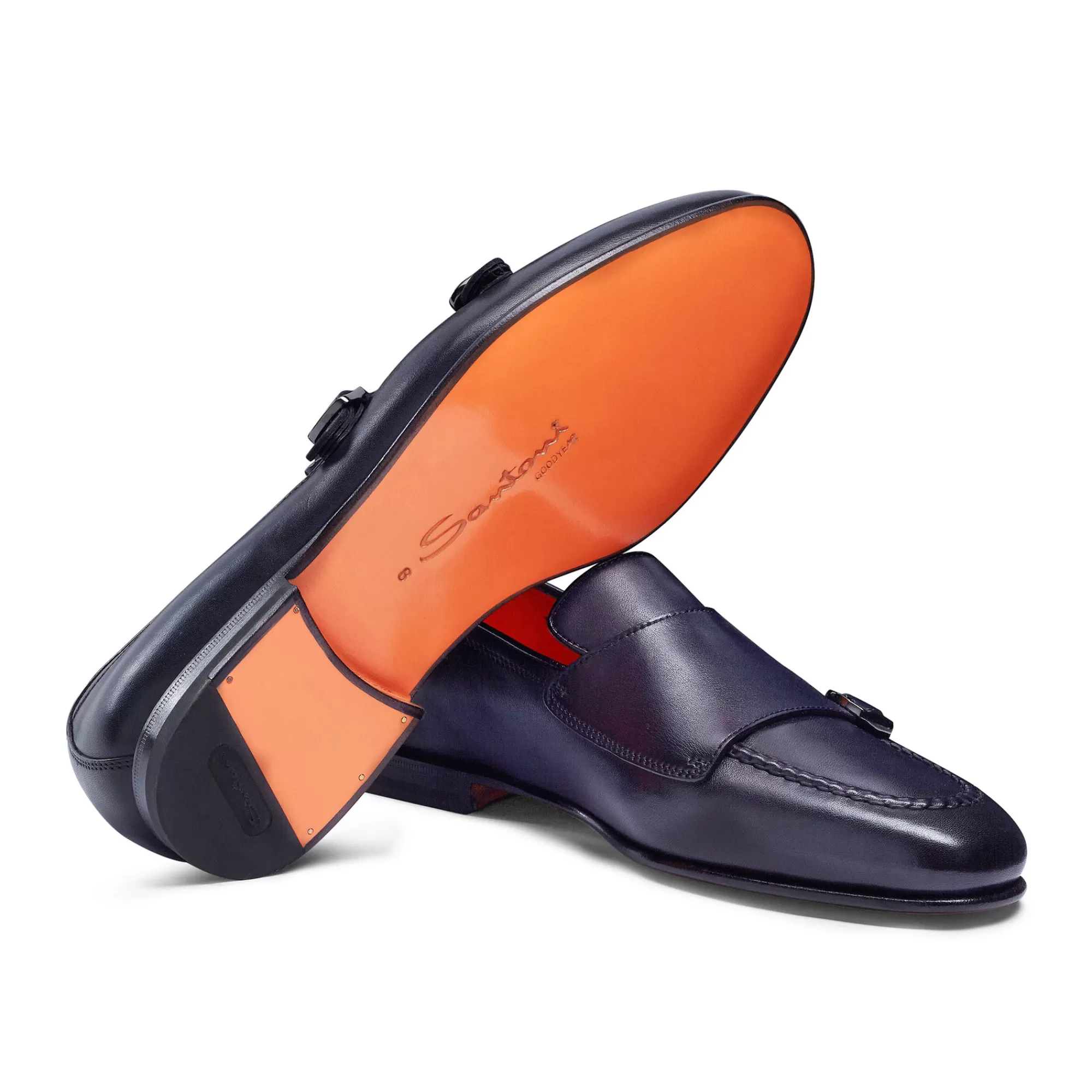 Outlet Mocassino con doppia fibbia da uomo in pelle anticata blu | SUGGERIMENTI Vedi tutte le calzature | Doppia Fibbia