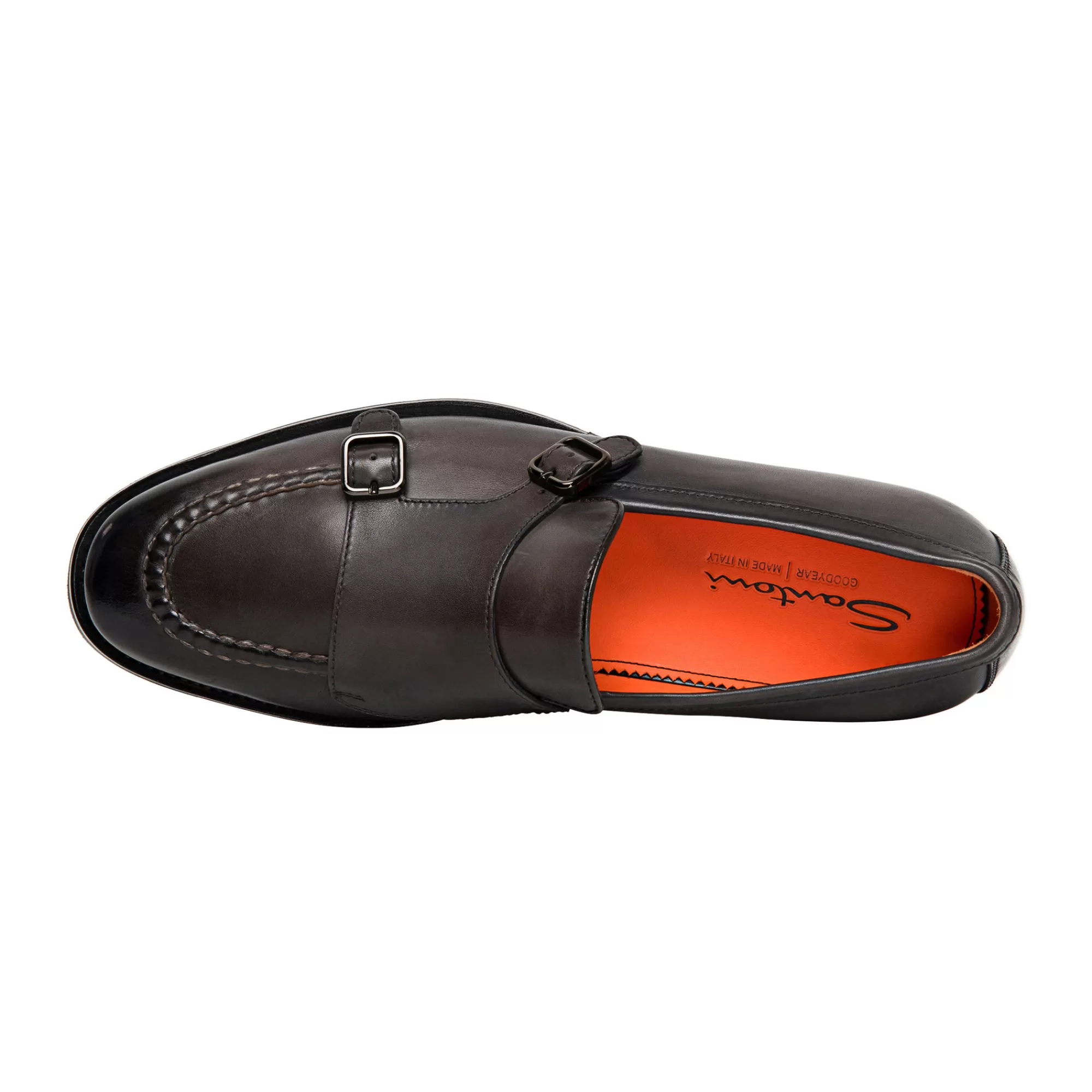 Clearance Mocassino con doppia fibbia da uomo in pelle anticata grigia | SUGGERIMENTI Vedi tutte le calzature | Doppia Fibbia