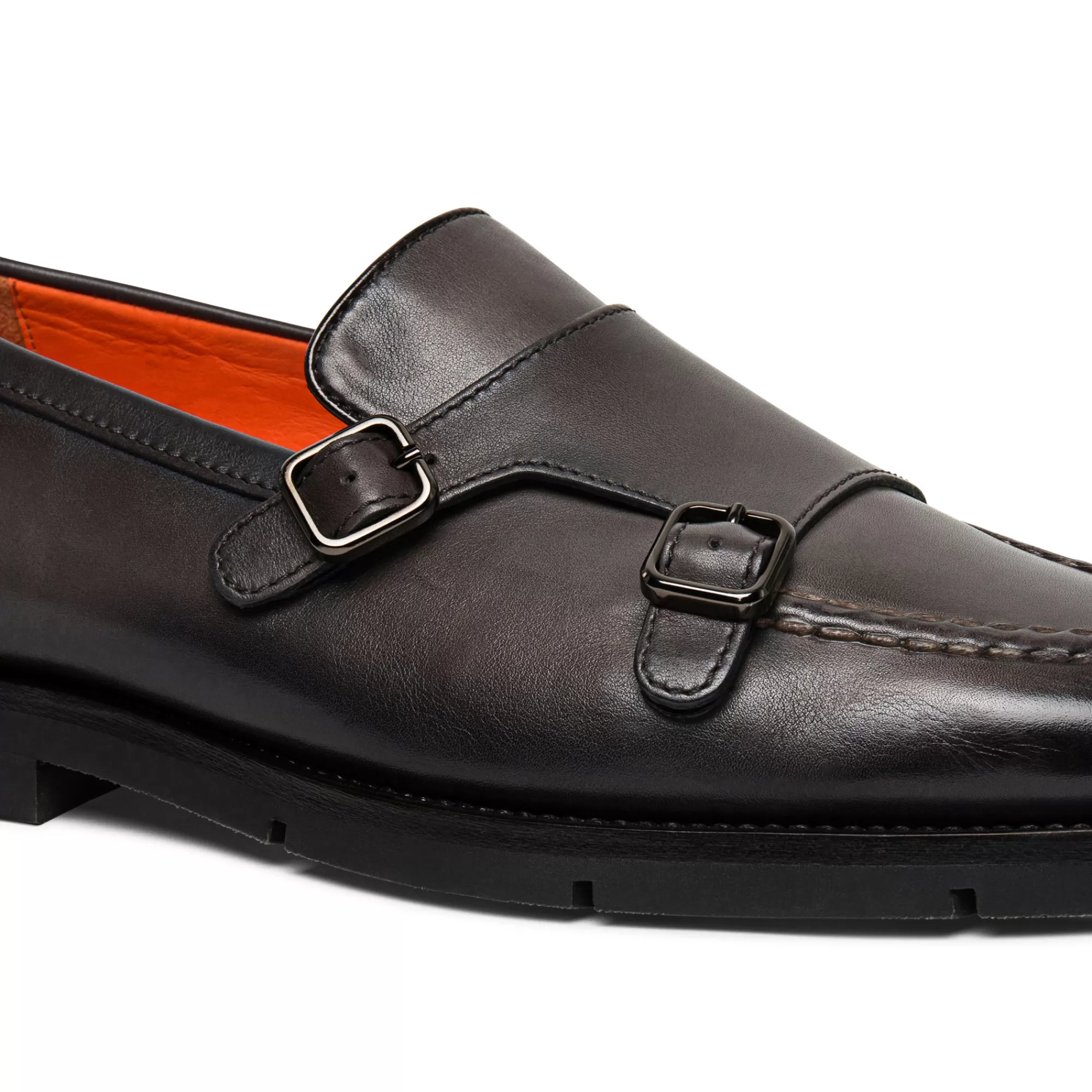 Clearance Mocassino con doppia fibbia da uomo in pelle anticata grigia | SUGGERIMENTI Vedi tutte le calzature | Doppia Fibbia