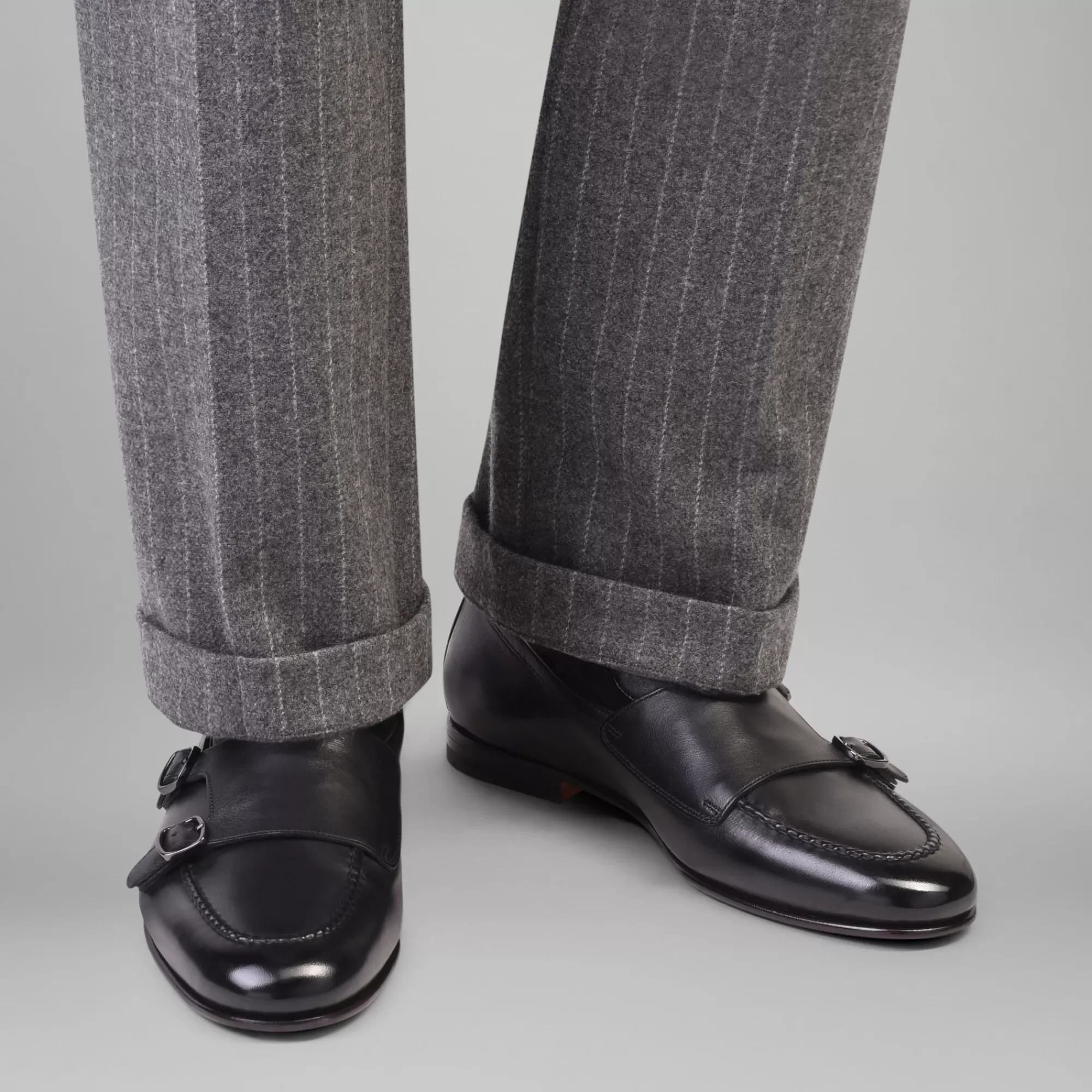 Hot Mocassino con doppia fibbia da uomo in pelle anticata nera | SUGGERIMENTI Vedi tutte le calzature | Doppia Fibbia