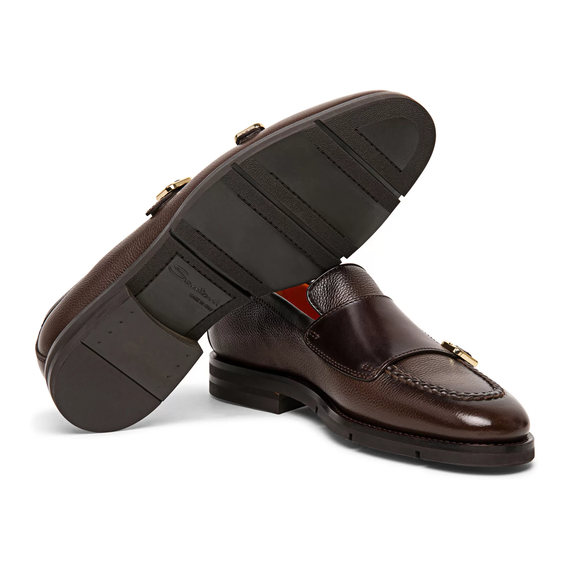 Online Mocassino con doppia fibbia da uomo in pelle bottalata marrone Vedi tutte le calzature | Doppia Fibbia