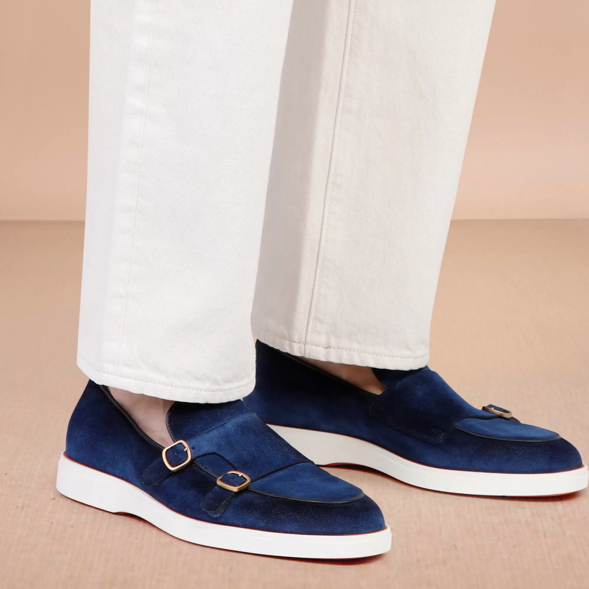 Flash Sale Mocassino con doppia fibbia da uomo in suede blu Vedi tutte le calzature | Doppia Fibbia