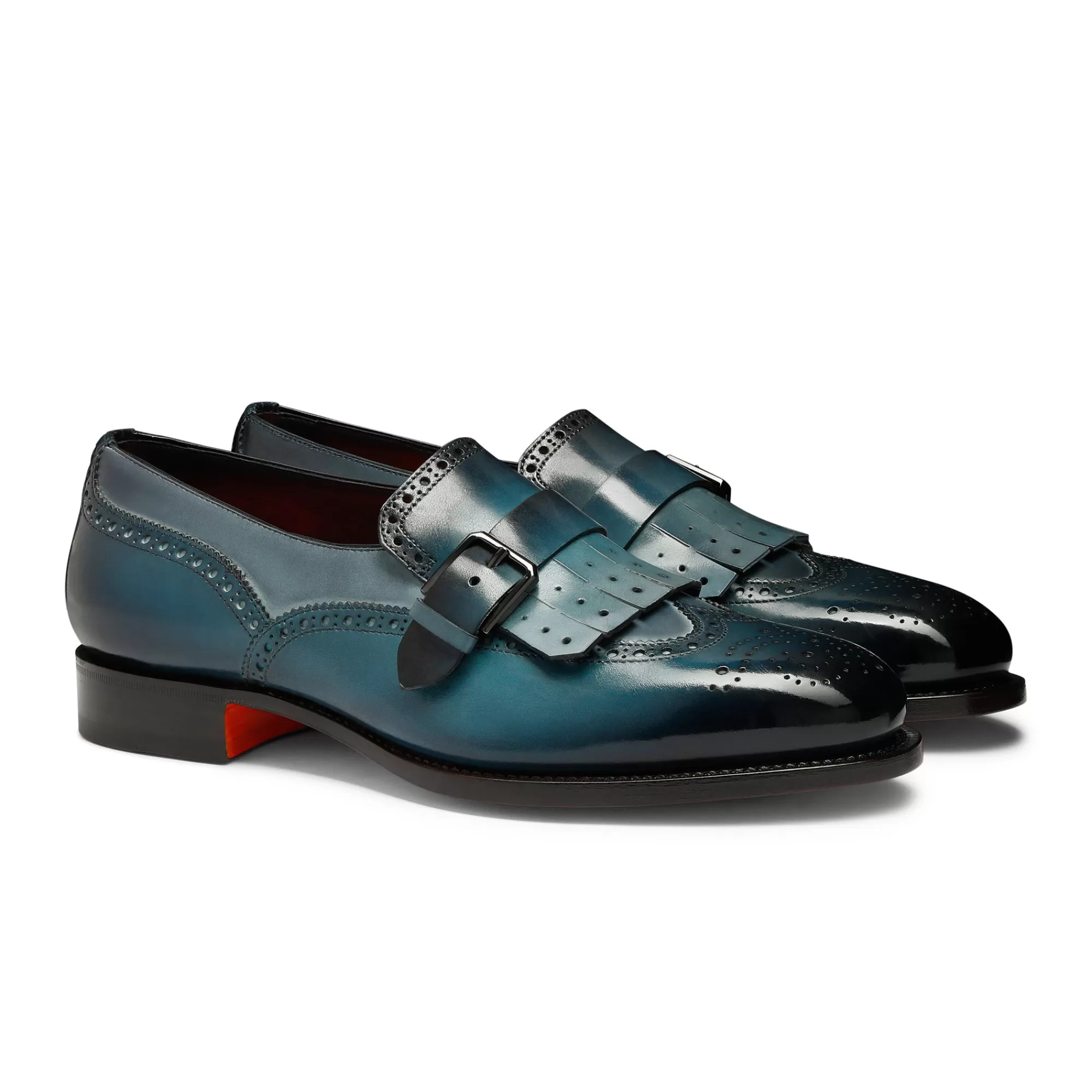 Best Sale Mocassino mono fibbia con frangia da uomo in pelle blu Vedi tutte le calzature | Doppia Fibbia
