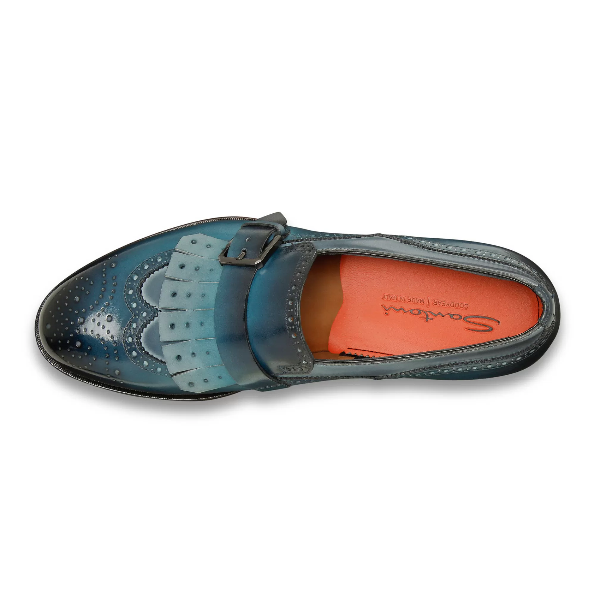 Best Sale Mocassino mono fibbia con frangia da uomo in pelle blu Vedi tutte le calzature | Doppia Fibbia