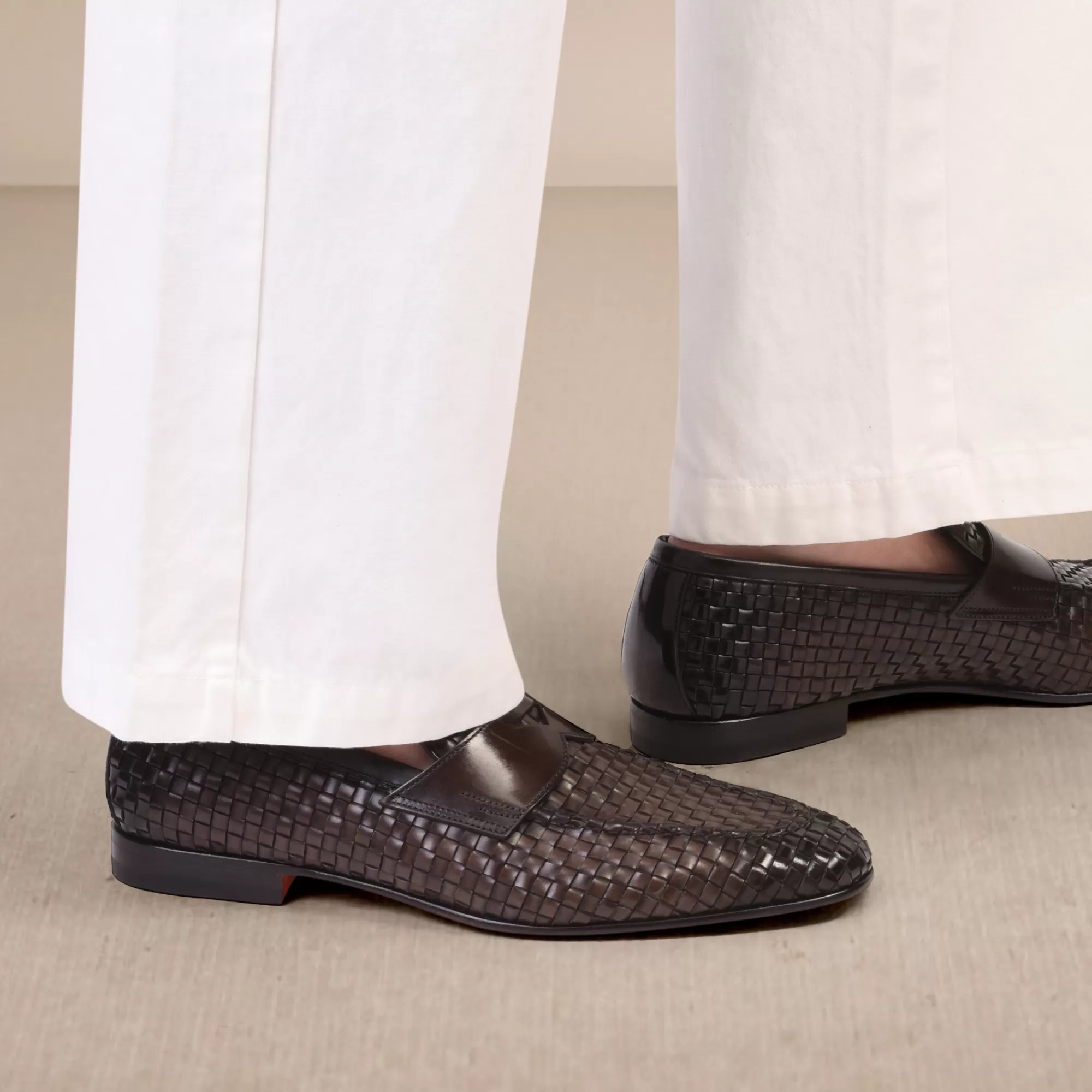 Shop Mocassino penny con tomaia intrecciata da uomo in pelle marrone Vedi tutte le calzature | Mocassini