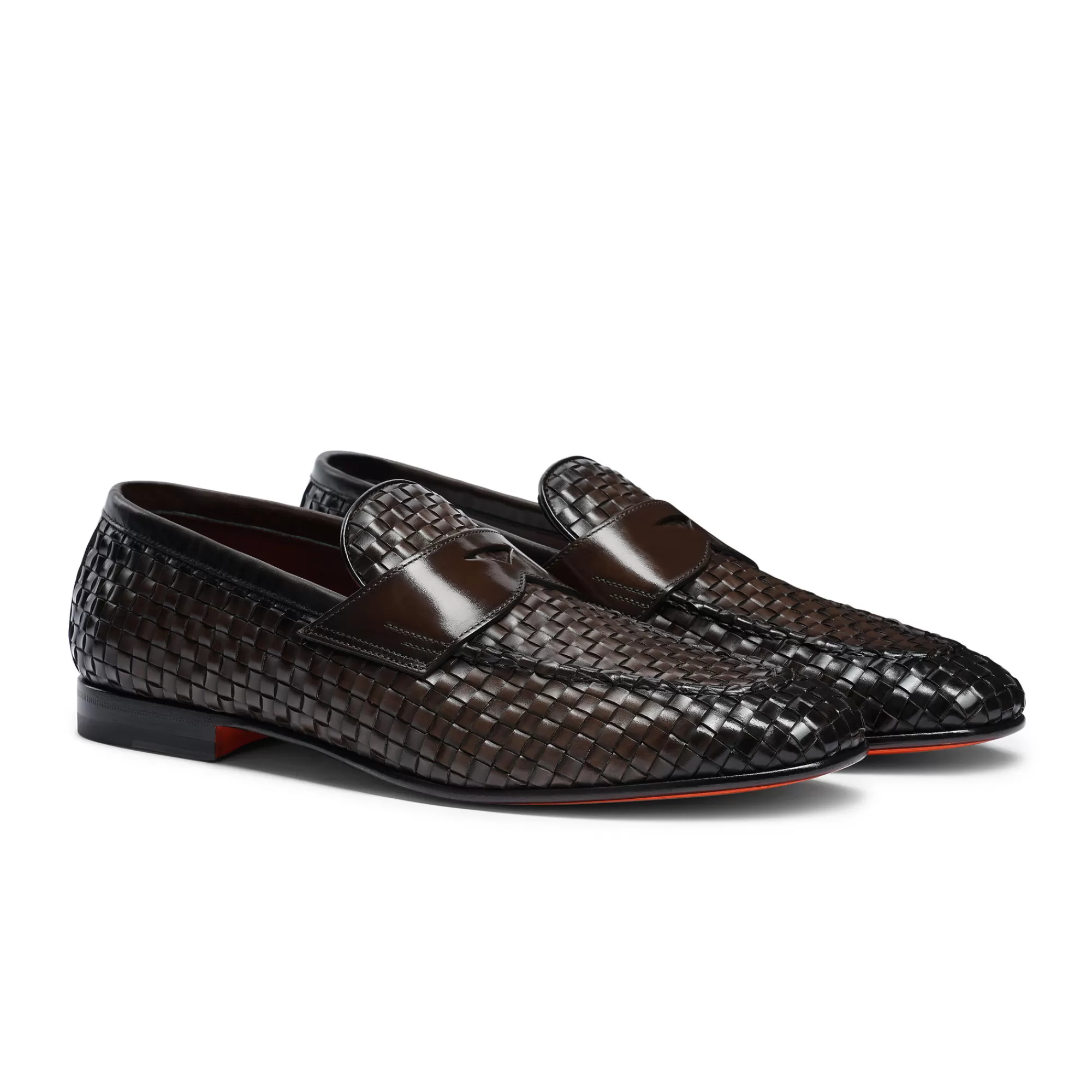 Shop Mocassino penny con tomaia intrecciata da uomo in pelle marrone Vedi tutte le calzature | Mocassini