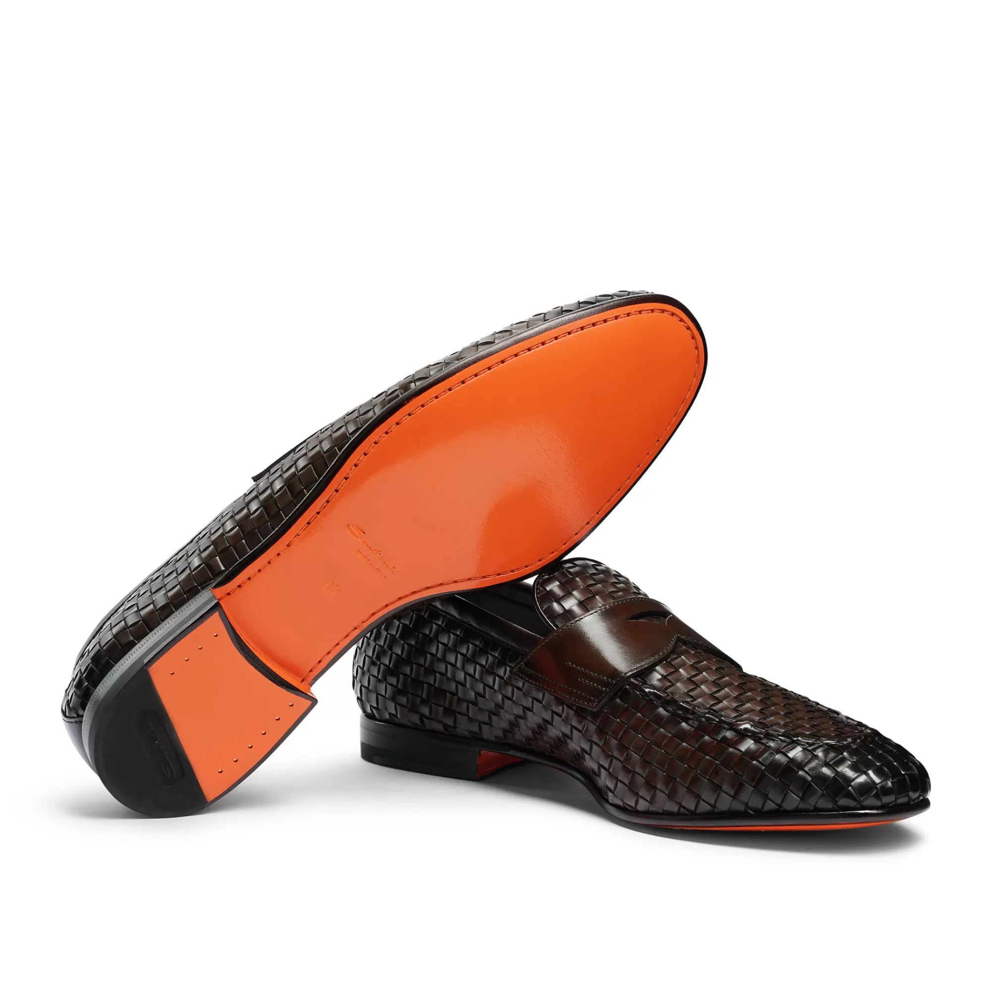 Shop Mocassino penny con tomaia intrecciata da uomo in pelle marrone Vedi tutte le calzature | Mocassini