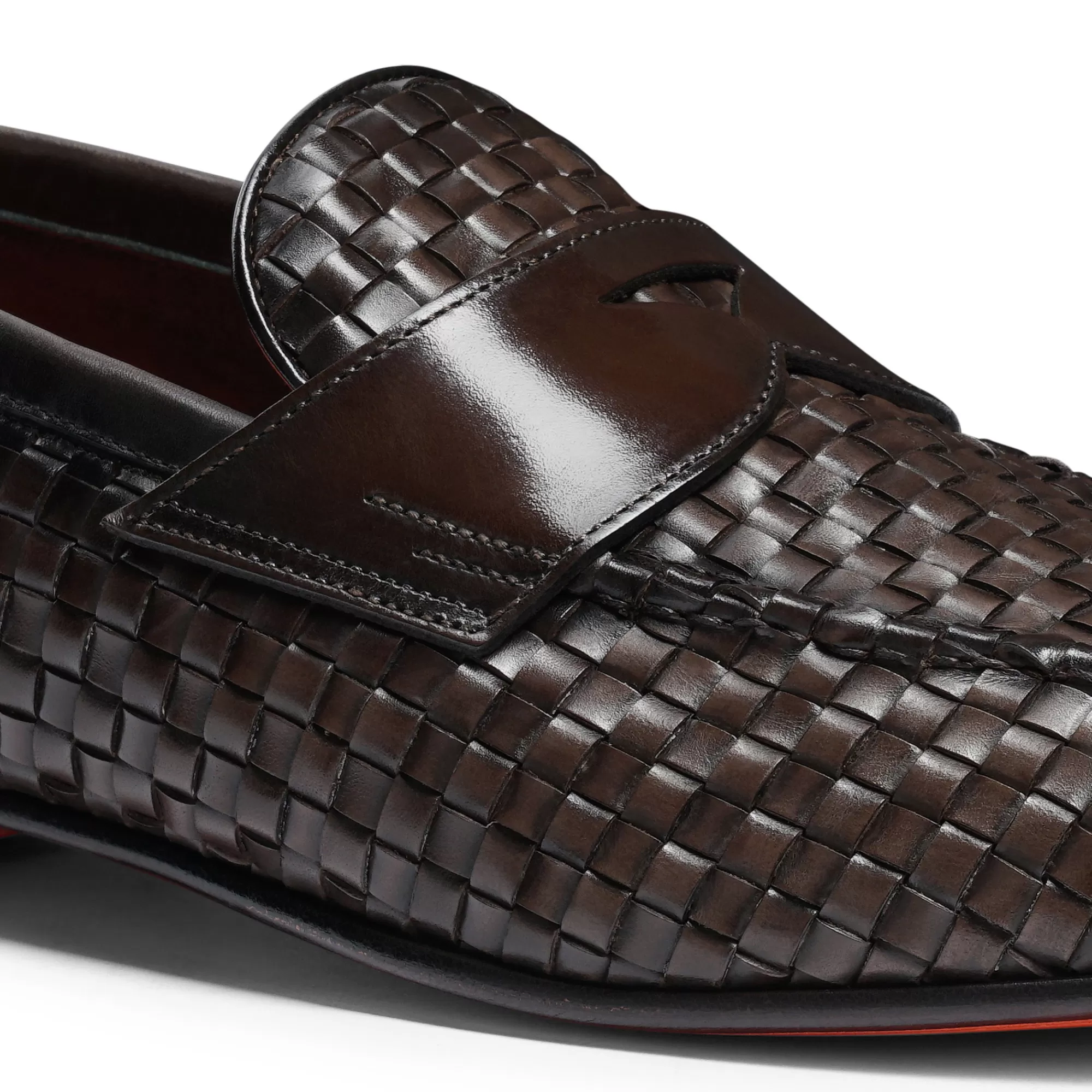 Shop Mocassino penny con tomaia intrecciata da uomo in pelle marrone Vedi tutte le calzature | Mocassini
