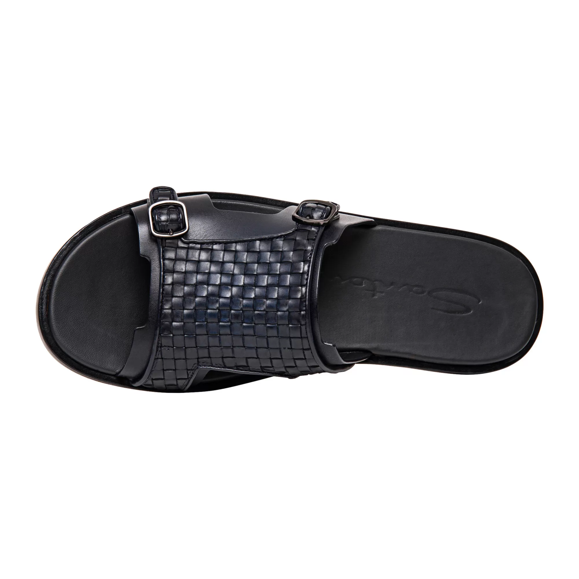 New Sandalo con doppia fibbia e tomaia intrecciata da uomo in pelle blu Vedi tutte le calzature | Sandali