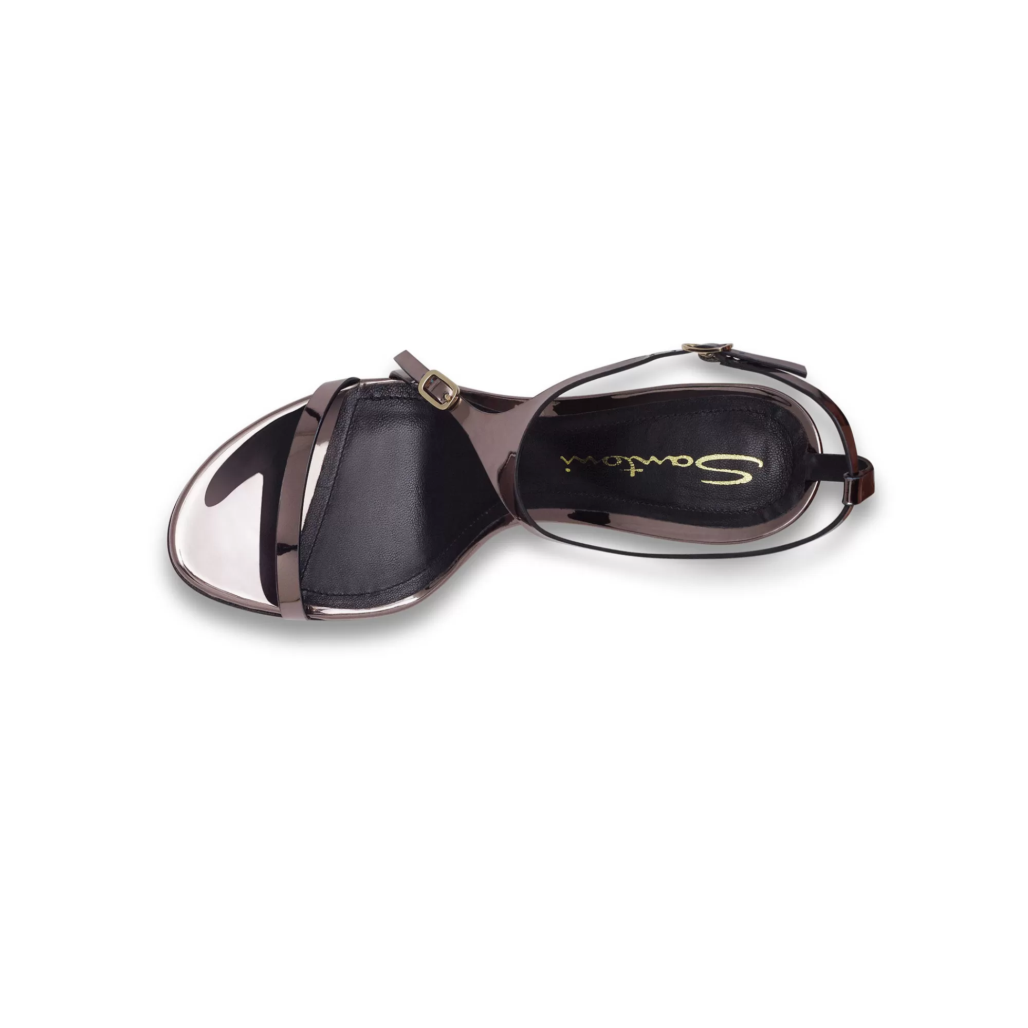 Store Sandalo tacco alto da donna in materiale specchiato color piombo Vedi tutte le calzature | Sandali