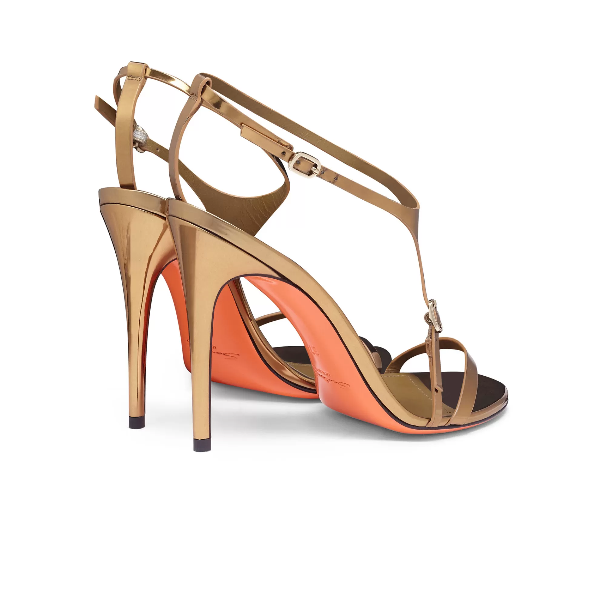 Best Sale Sandalo tacco alto da donna in materiale specchiato oro Vedi tutte le calzature | Sandali