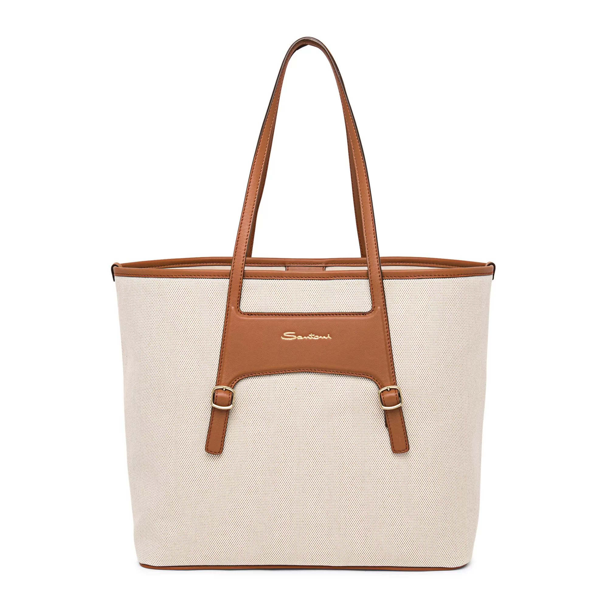 Sale Shopping bag in canvas e pelle marrone Borse