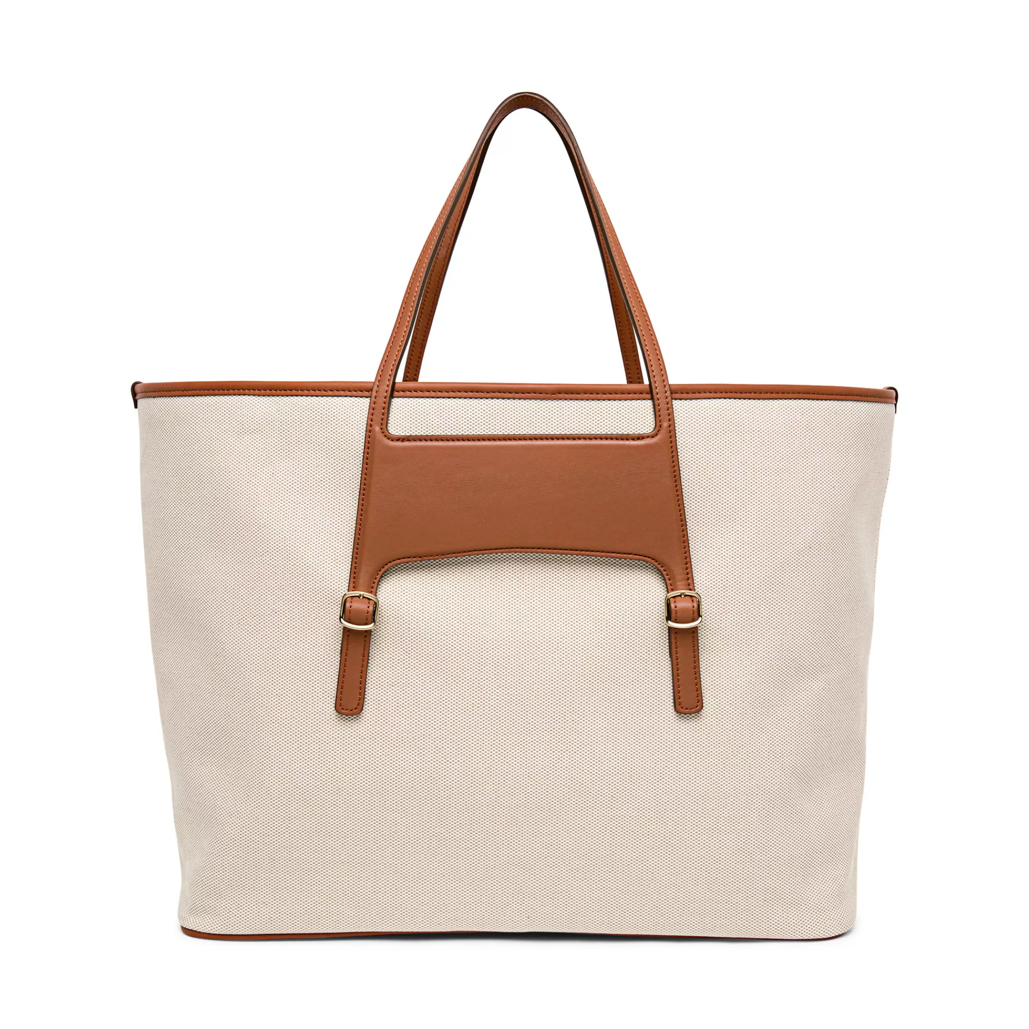 New Shopping bag in canvas e pelle marrone Borse