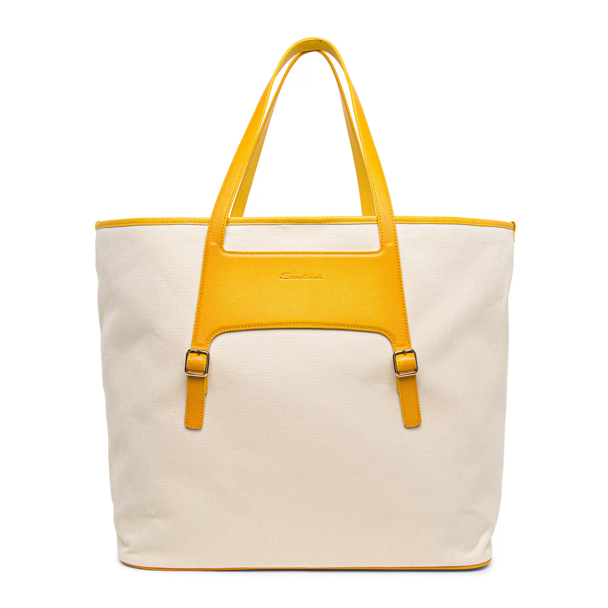 Online Shopping bag in canvas e saffiano giallo Borse