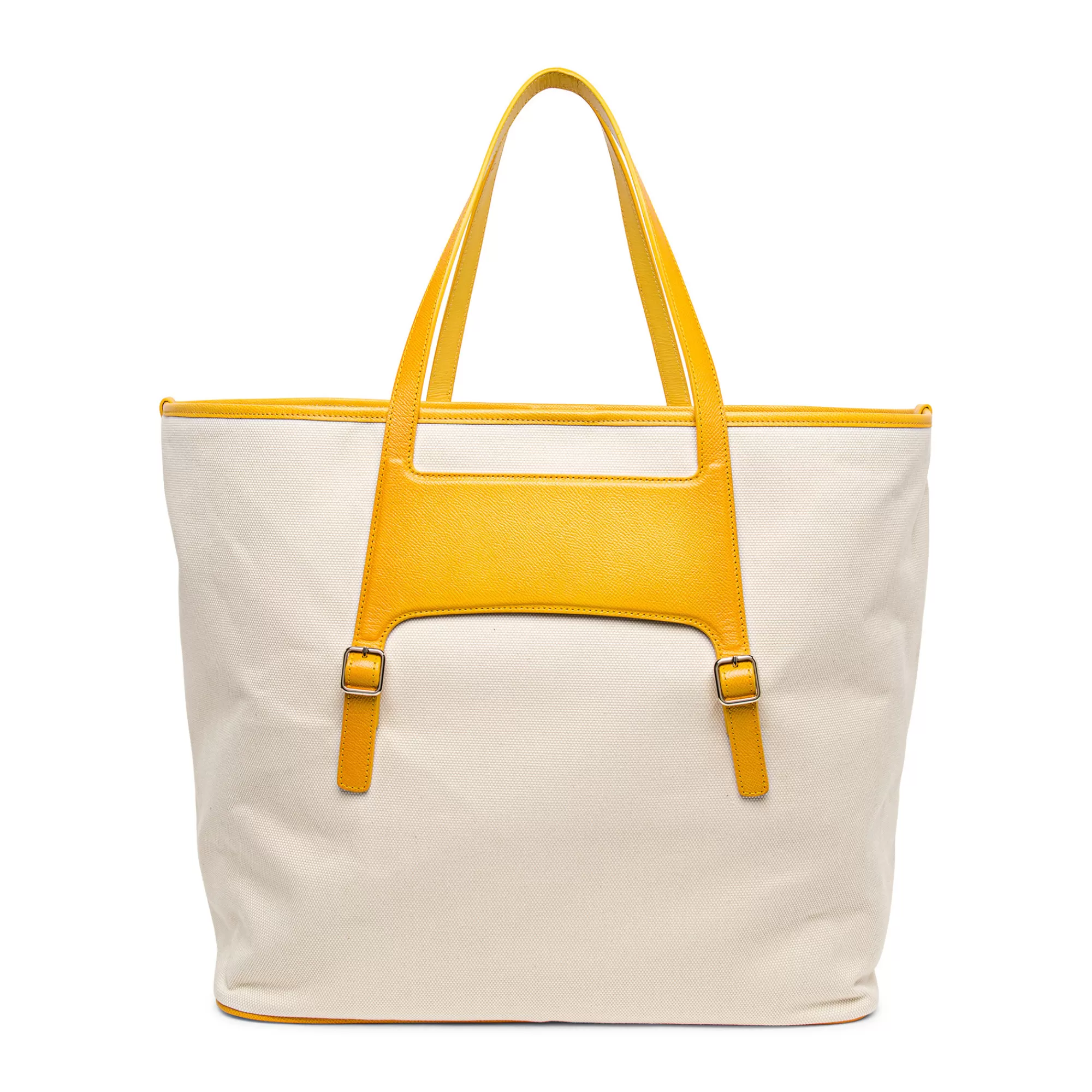 Online Shopping bag in canvas e saffiano giallo Borse