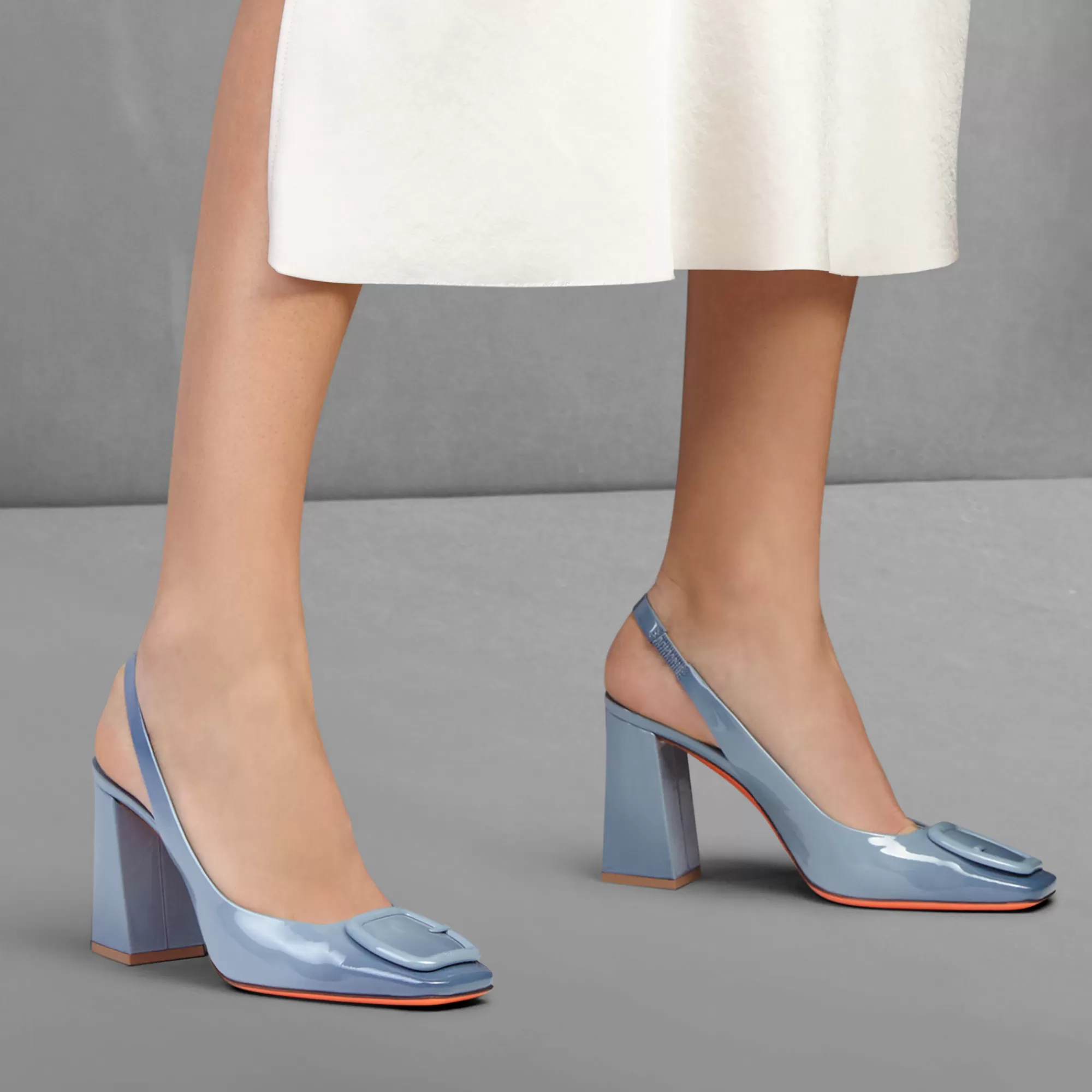 Discount Slingback tacco alto da donna in vernice azzurra Vedi tutte le calzature | Décolletés