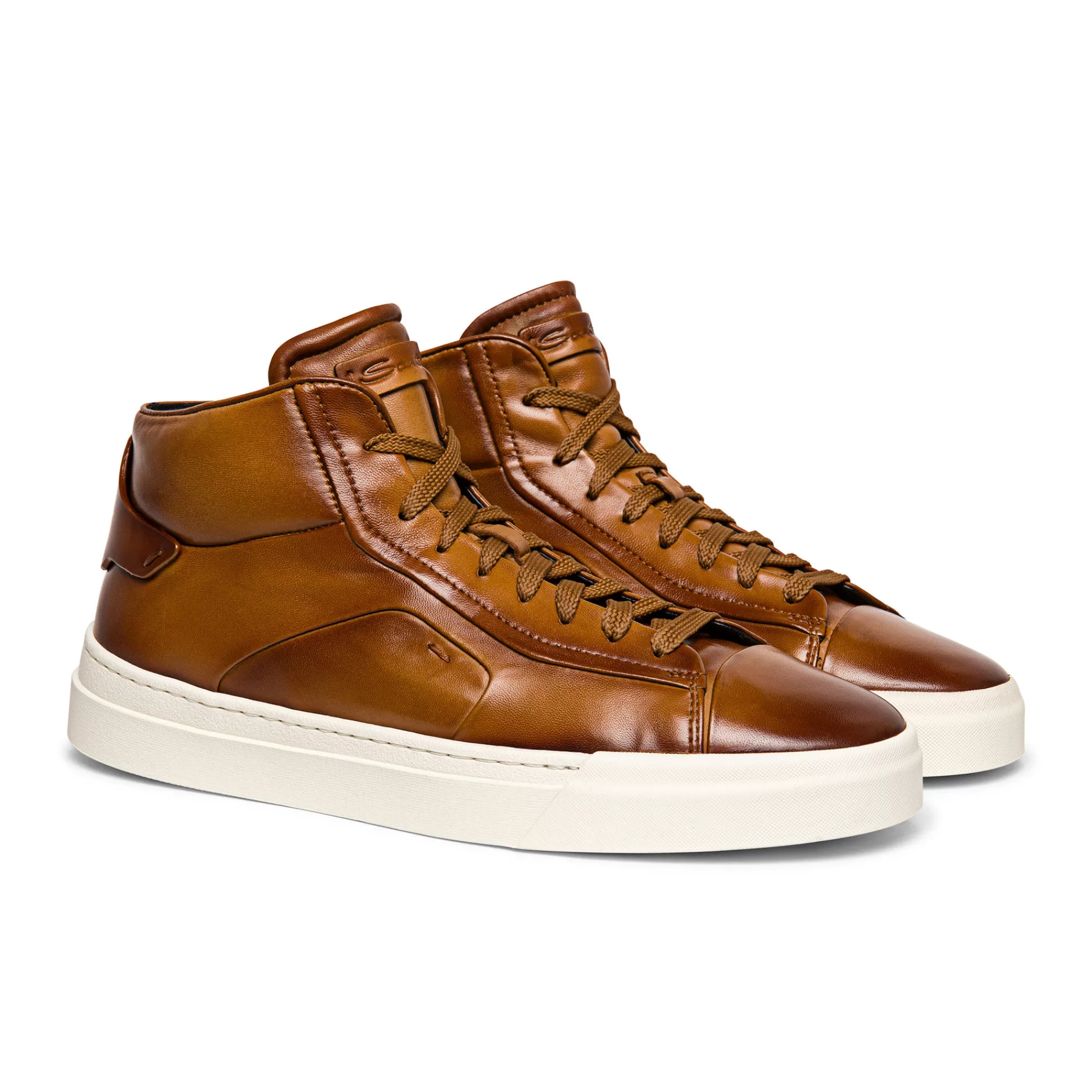 Clearance Sneaker alta da uomo in pelle marrone Vedi tutte le calzature | Sneakers