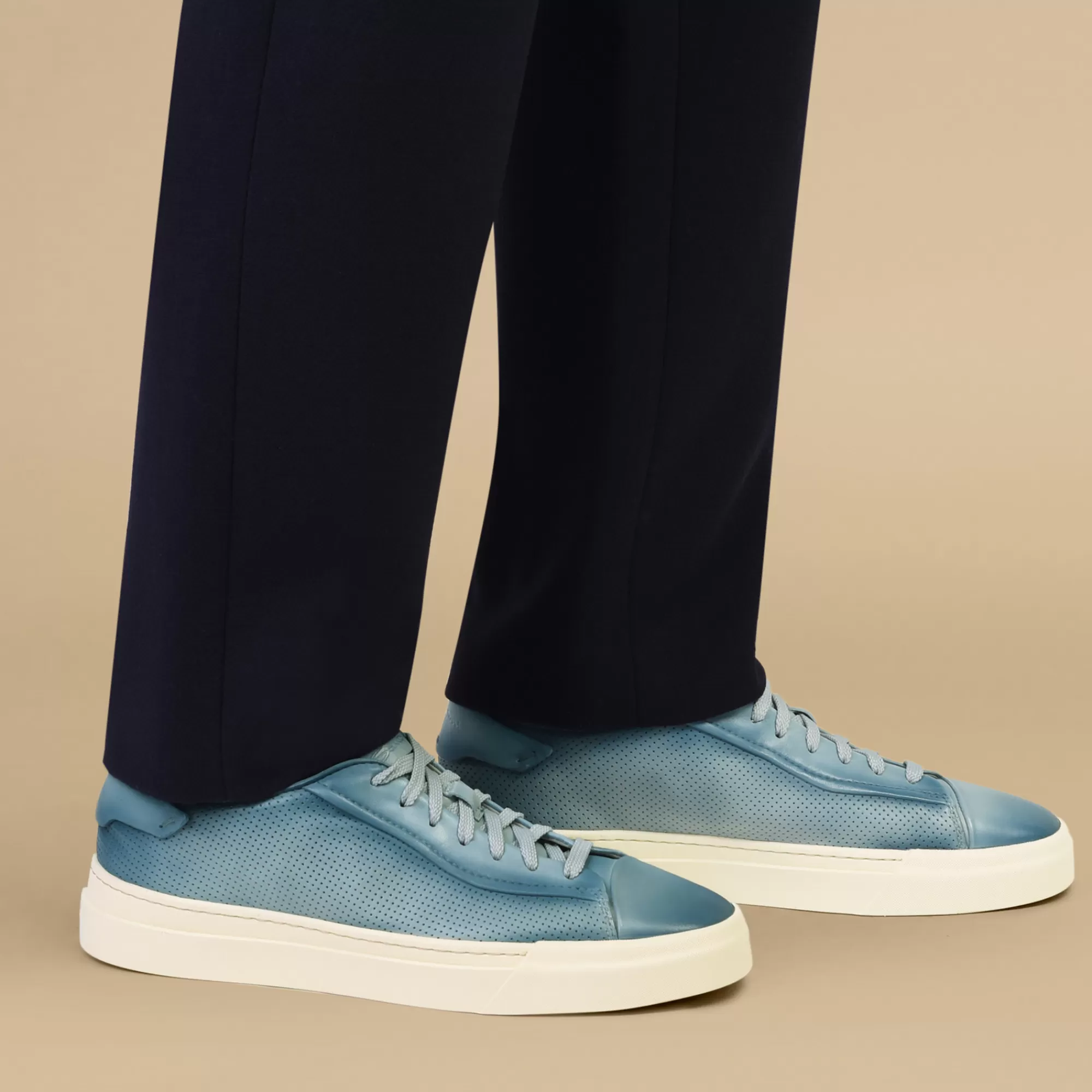 Clearance Sneaker effetto traforato da uomo in pelle anticata azzurro | SUGGERIMENTI Vedi tutte le calzature | Sneakers
