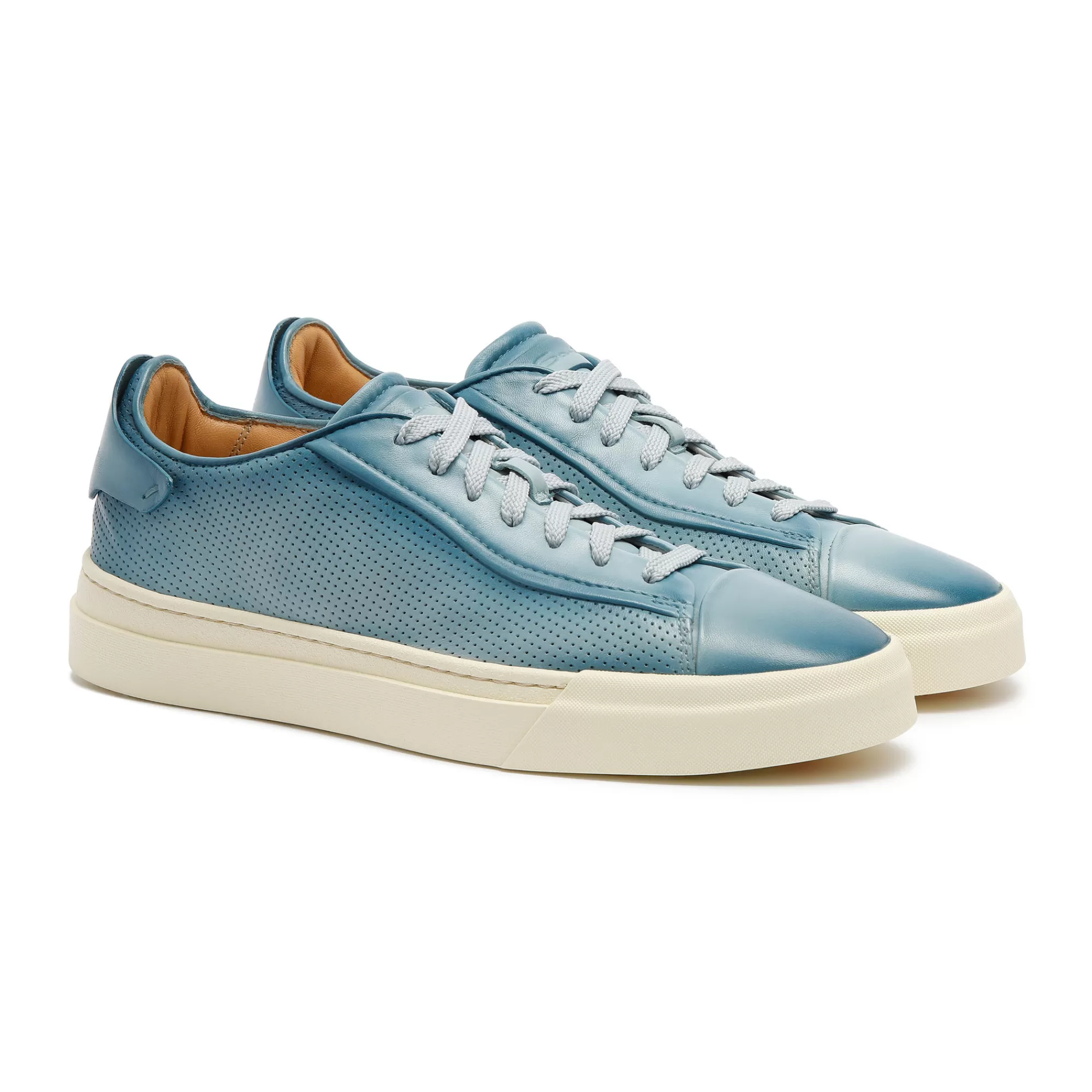 Clearance Sneaker effetto traforato da uomo in pelle anticata azzurro | SUGGERIMENTI Vedi tutte le calzature | Sneakers