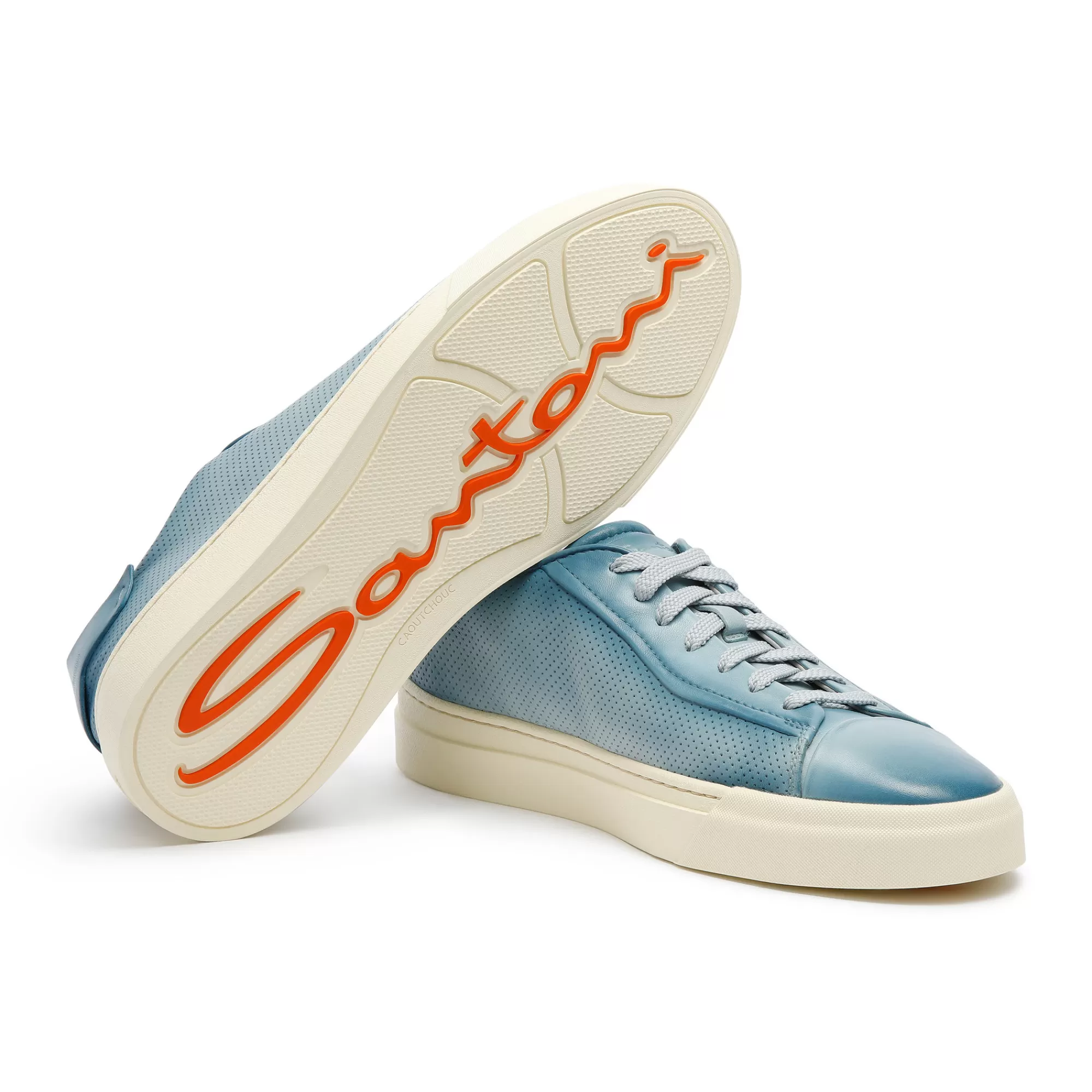 Clearance Sneaker effetto traforato da uomo in pelle anticata azzurro | SUGGERIMENTI Vedi tutte le calzature | Sneakers