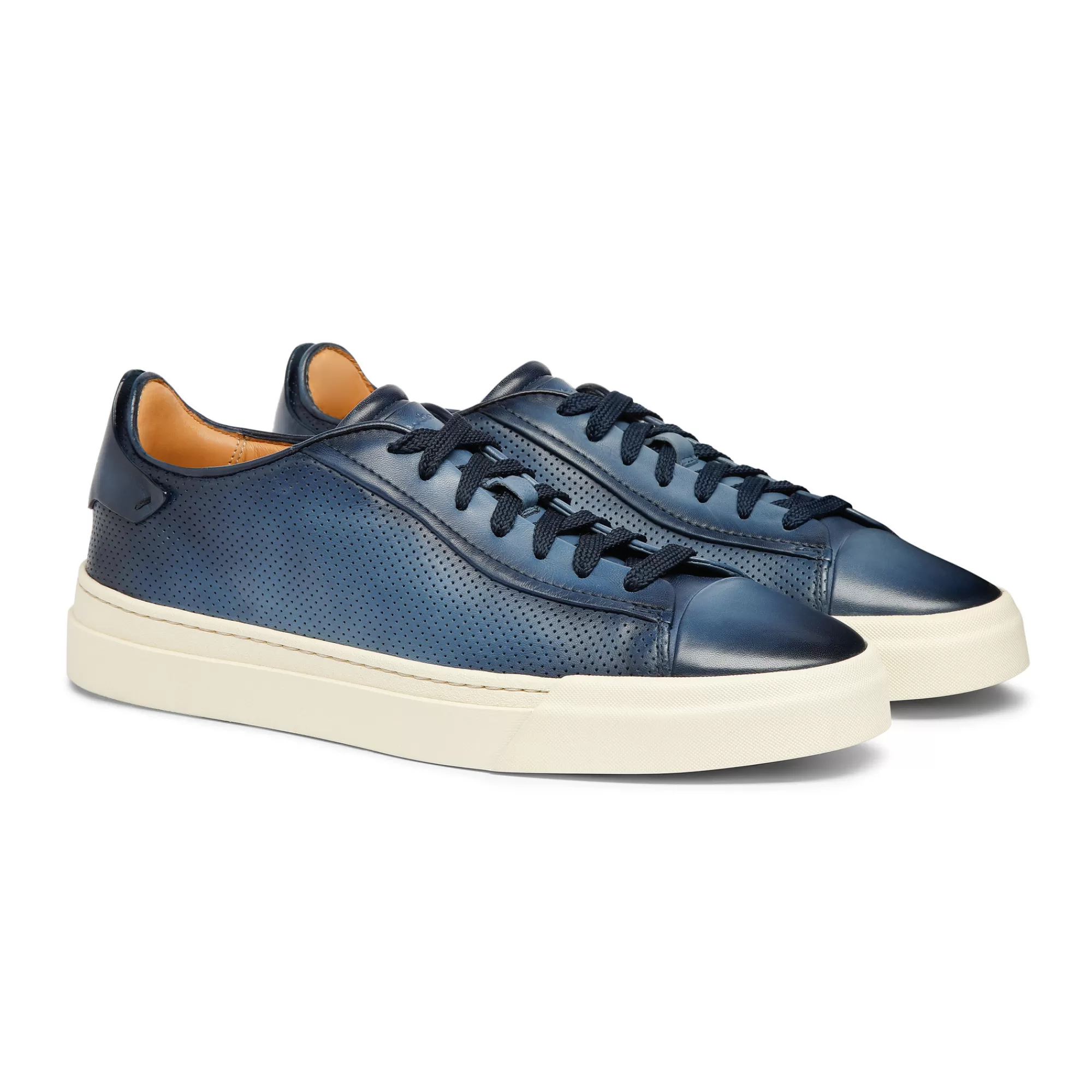 Flash Sale Sneaker effetto traforato da uomo in pelle anticata blu | SUGGERIMENTI Vedi tutte le calzature | Sneakers