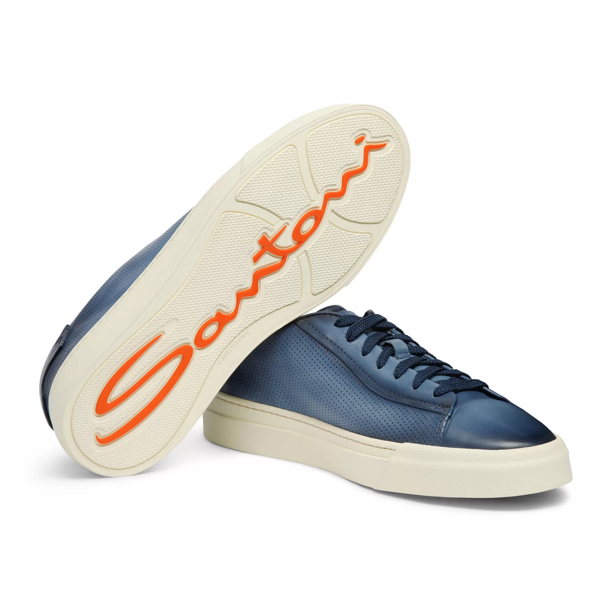 Flash Sale Sneaker effetto traforato da uomo in pelle anticata blu | SUGGERIMENTI Vedi tutte le calzature | Sneakers