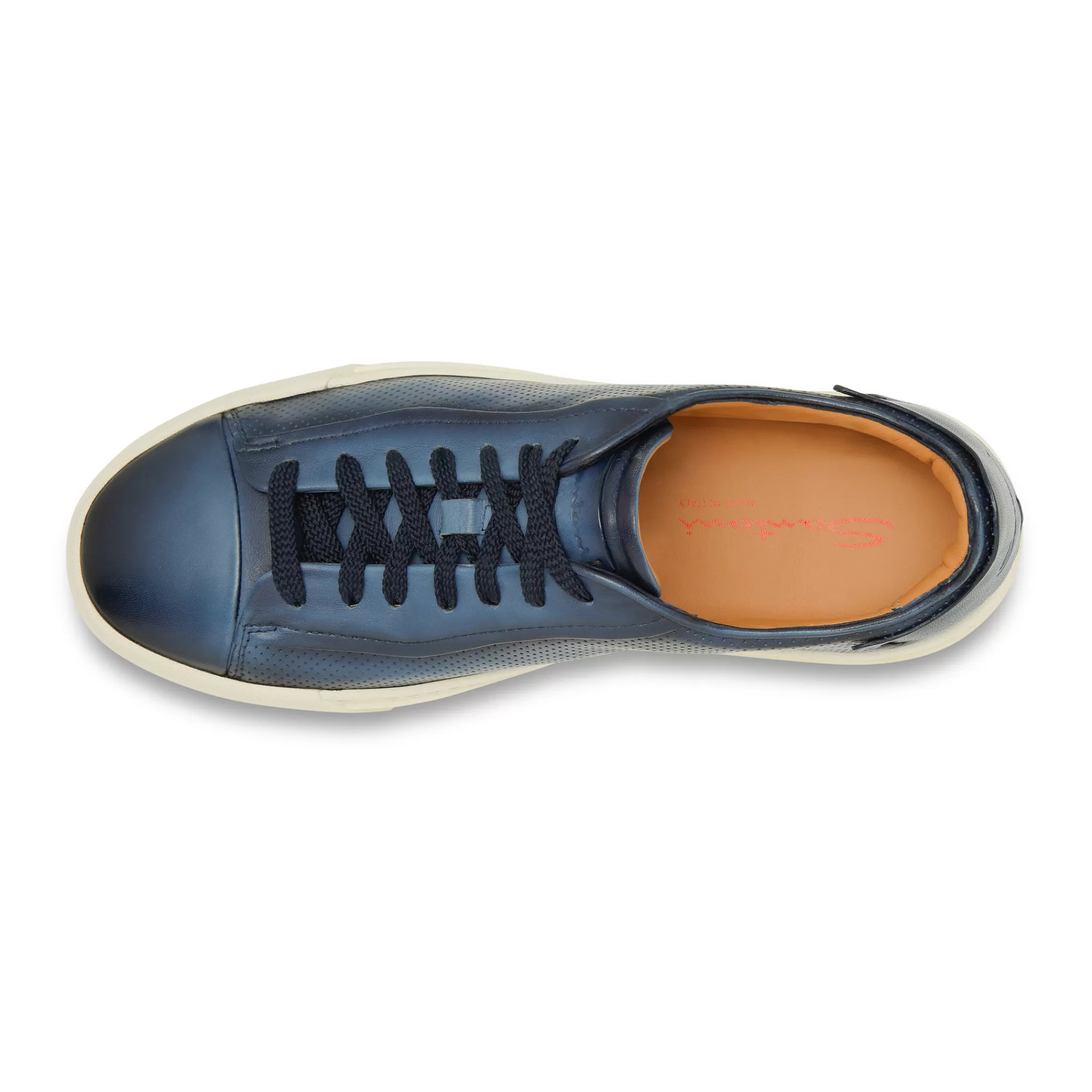 Flash Sale Sneaker effetto traforato da uomo in pelle anticata blu | SUGGERIMENTI Vedi tutte le calzature | Sneakers