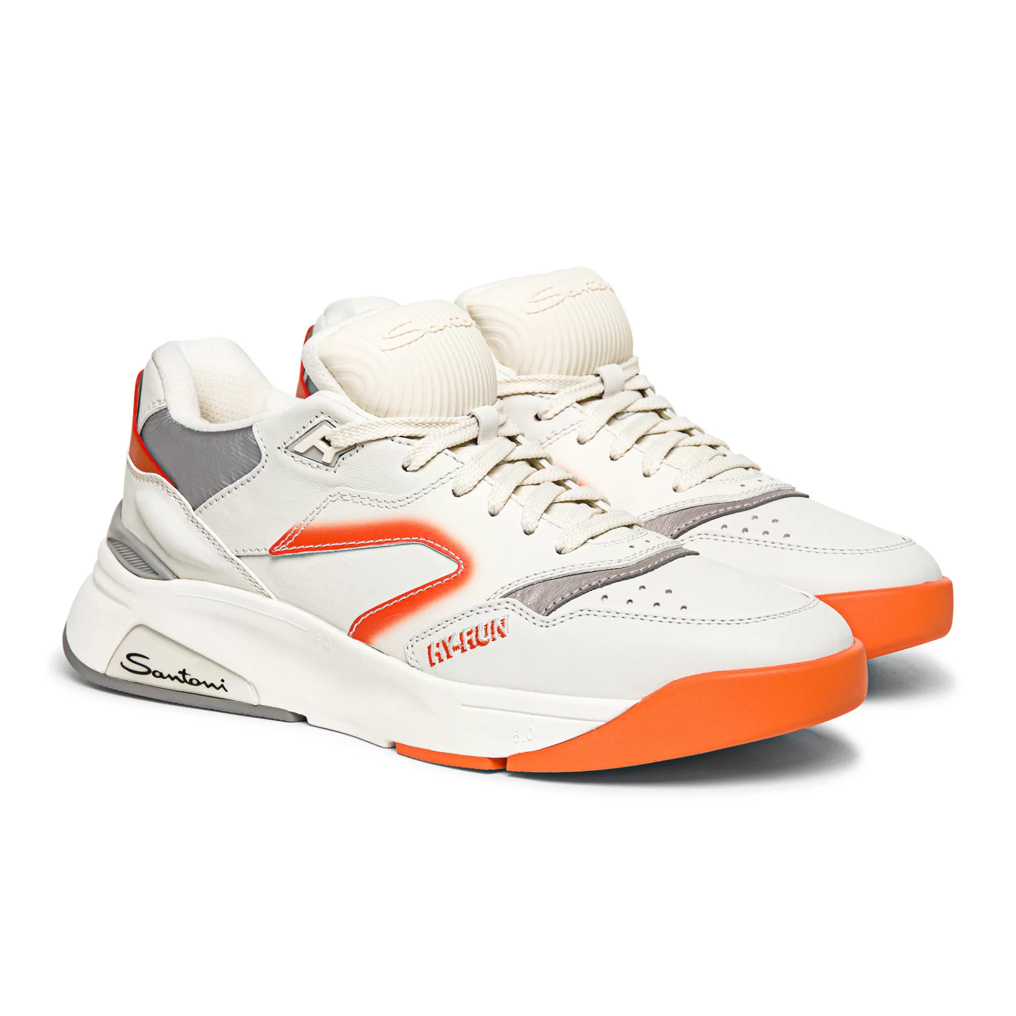 Best Sale Sneaker Hy-Run da uomo in pelle bianca e arancione Vedi tutte le calzature | Sneakers