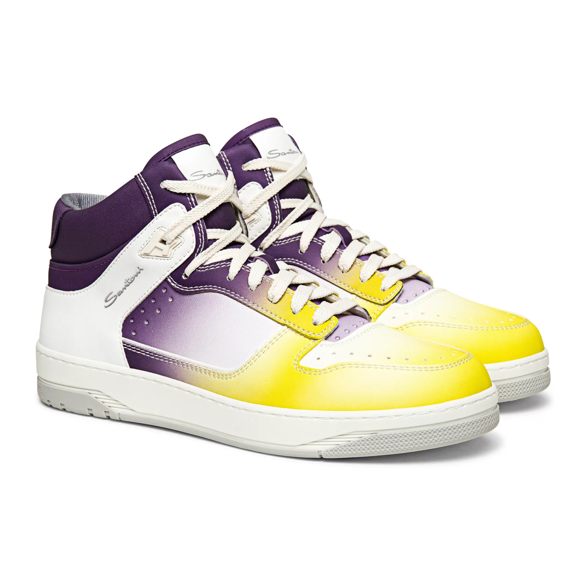 Sale Sneaker Sneak-Air alta da uomo in pelle viola, bianca e gialla Vedi tutte le calzature | Sneakers
