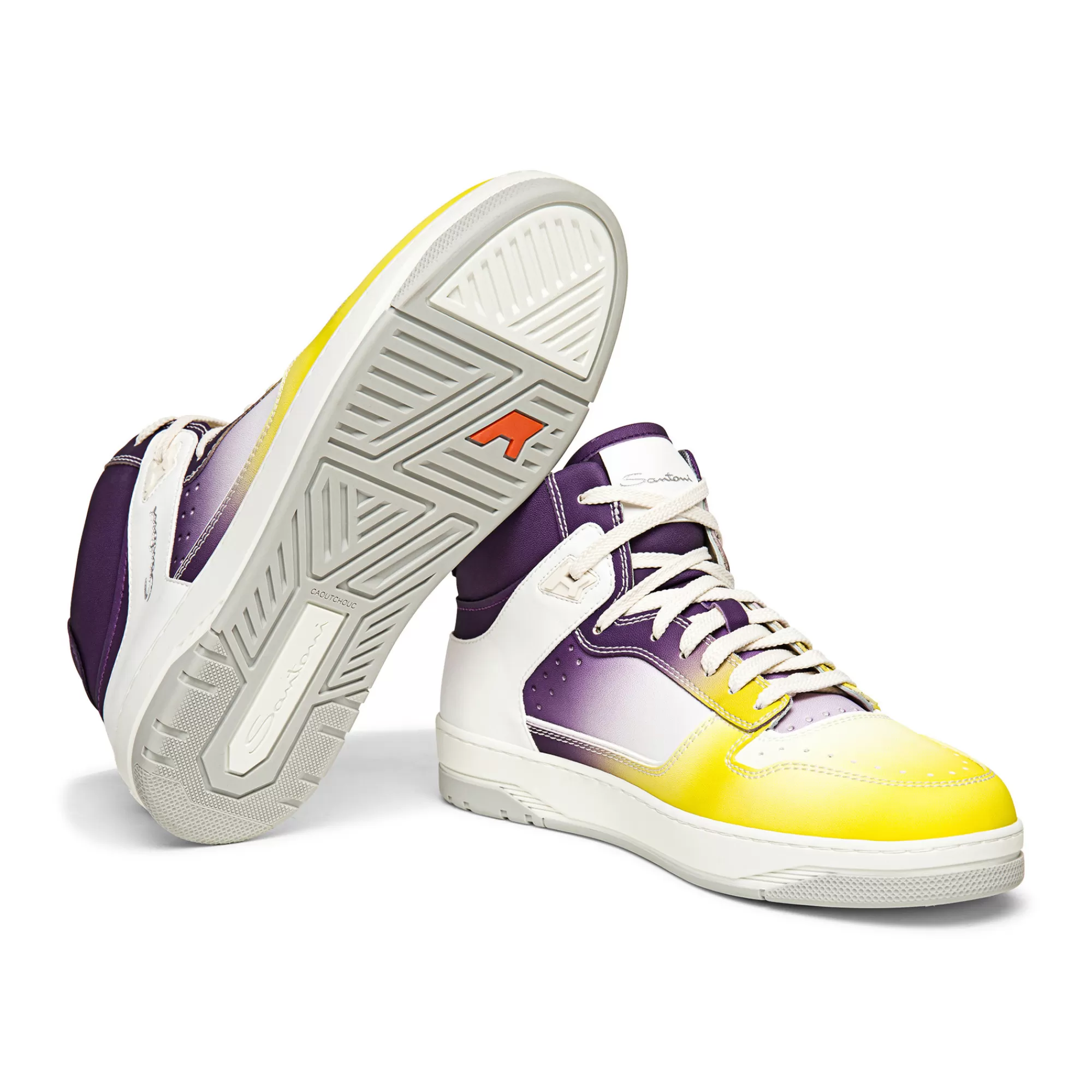 Sale Sneaker Sneak-Air alta da uomo in pelle viola, bianca e gialla Vedi tutte le calzature | Sneakers