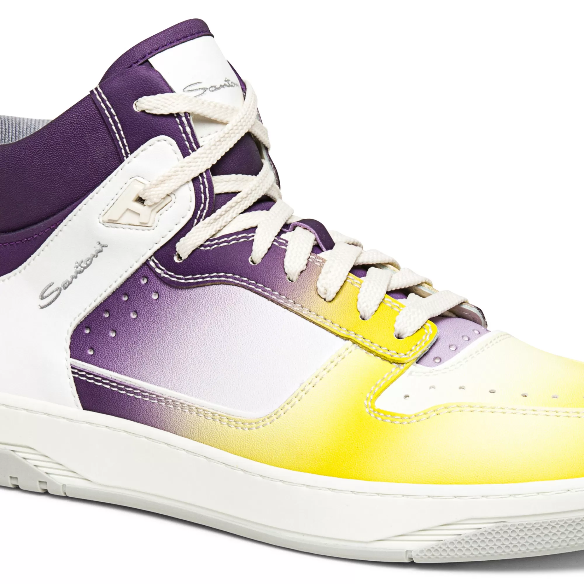 Sale Sneaker Sneak-Air alta da uomo in pelle viola, bianca e gialla Vedi tutte le calzature | Sneakers