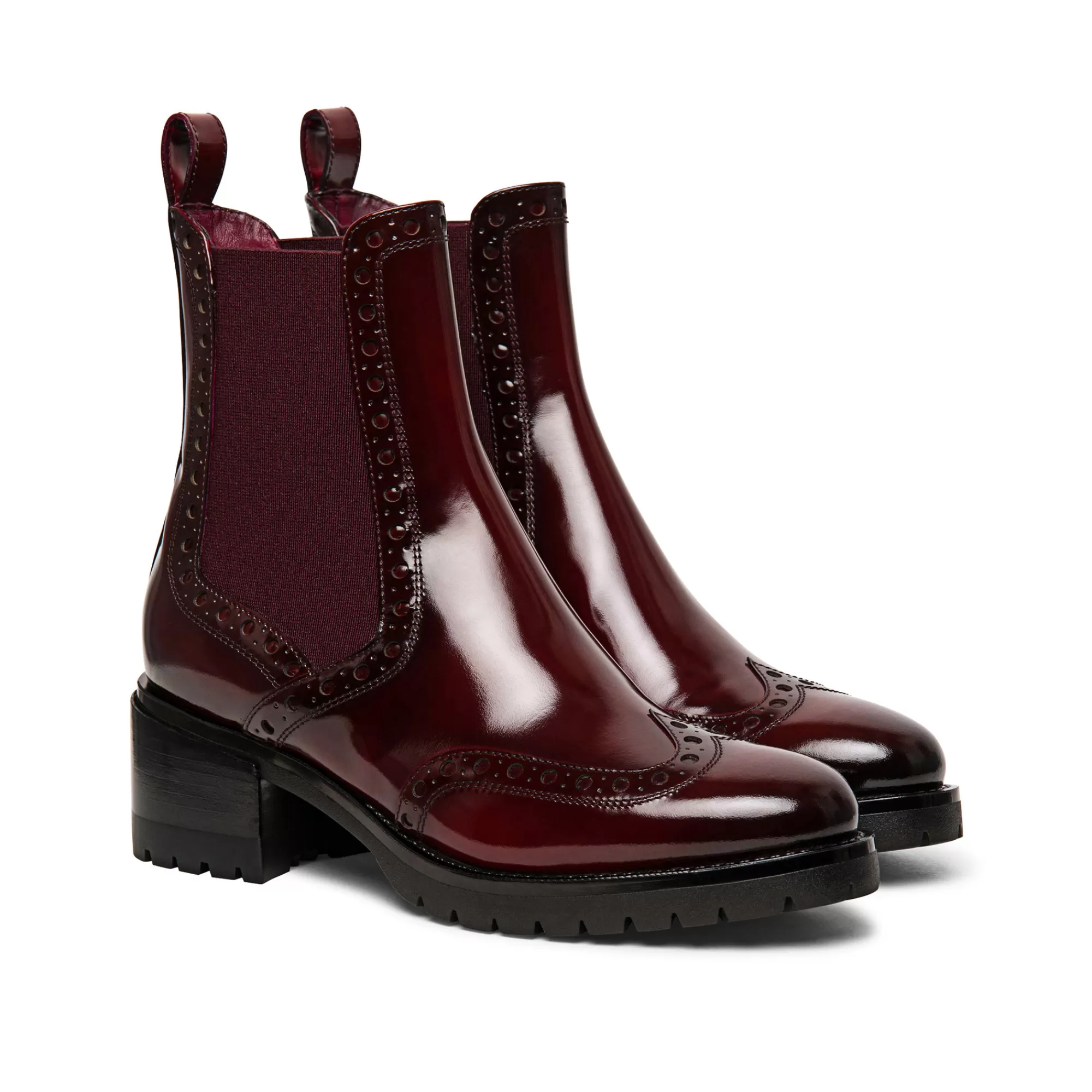 Clearance Stivaletto chelsea brogue da donna in pelle bordeaux Vedi tutte le calzature | Stivali & Stivaletti