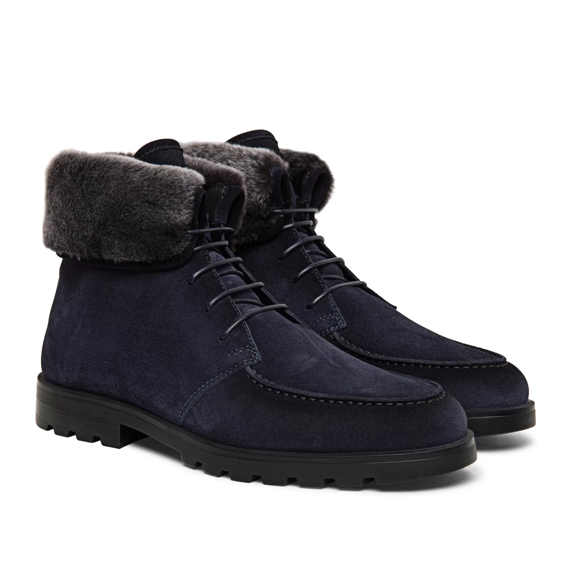 Clearance Stivaletto stringato con pelliccia da uomo in suede blu Vedi tutte le calzature | Stivali