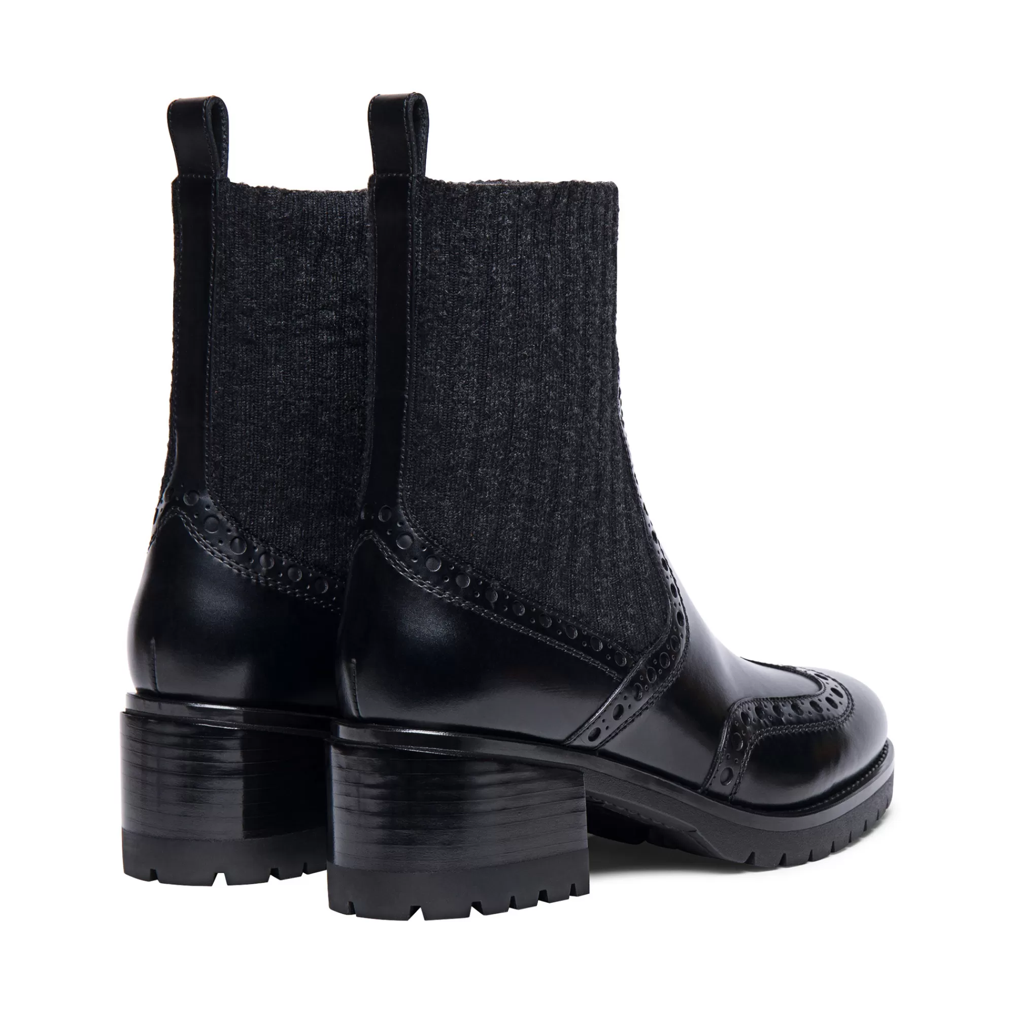 Cheap Stivaletto tacco basso brogue con calzino da donna in pelle nera | SUGGERIMENTI Vedi tutte le calzature | Stivali & Stivaletti
