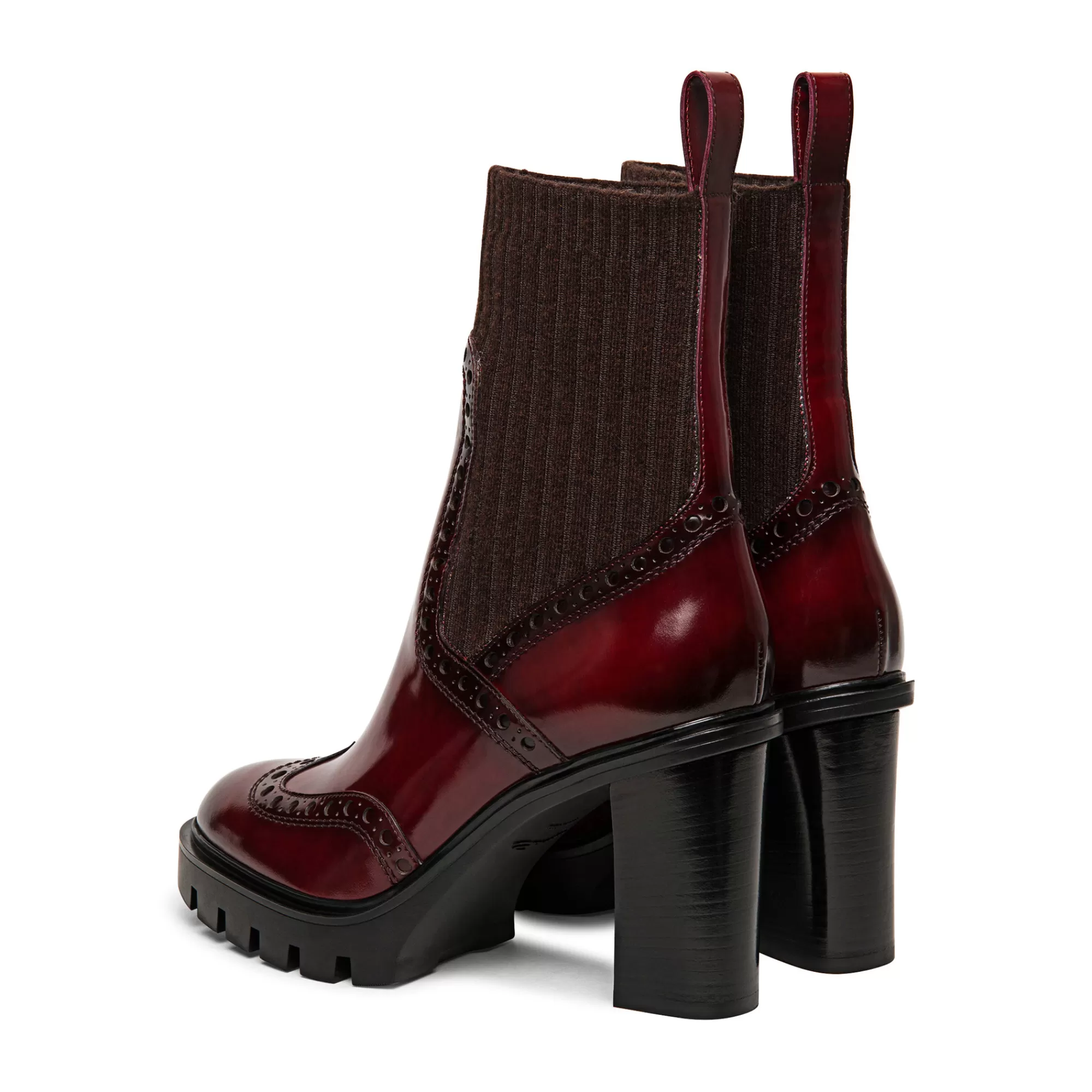 Cheap Stivaletto tacco medio brogue con calzino da donna in pelle bordeaux Vedi tutte le calzature | Stivali & Stivaletti