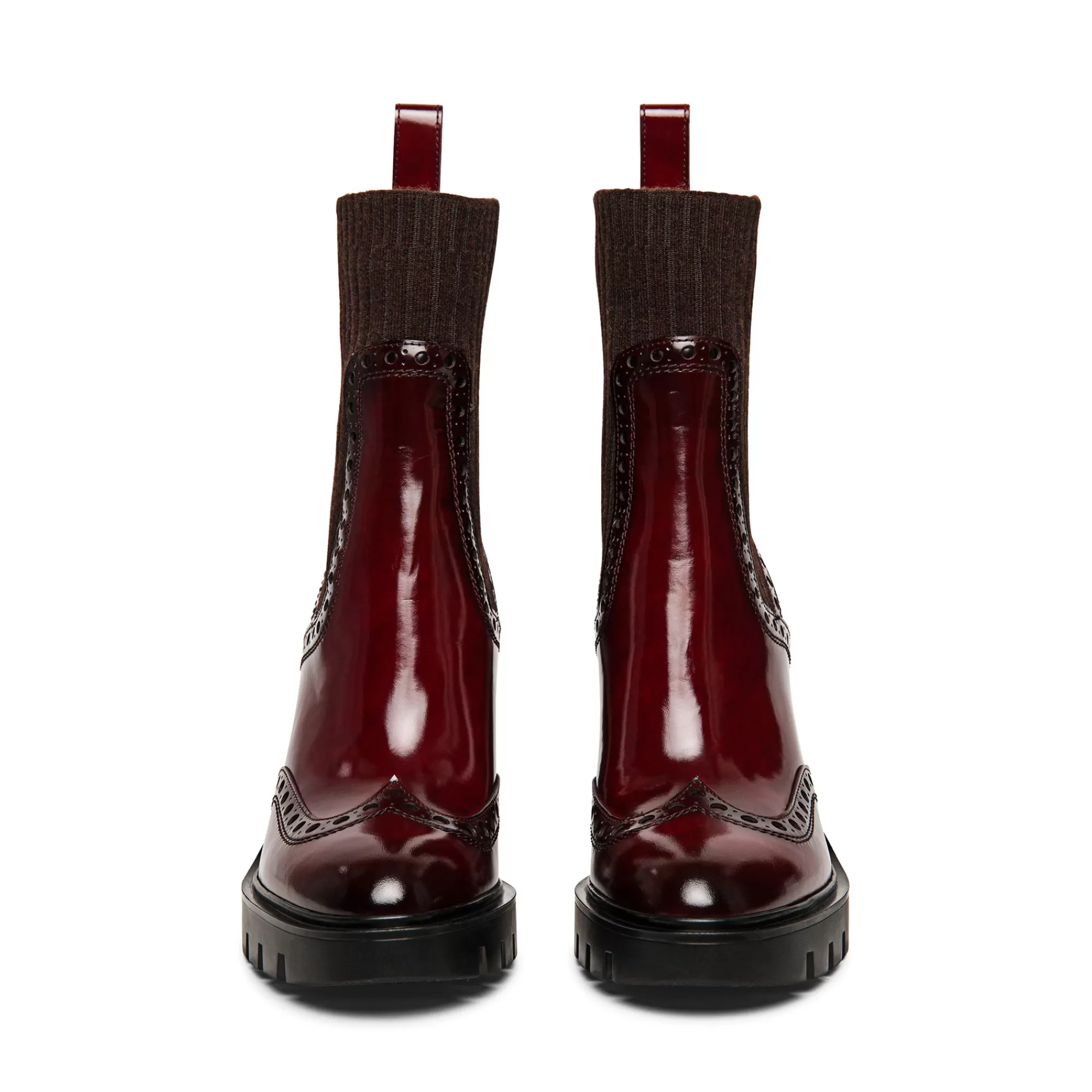 Cheap Stivaletto tacco medio brogue con calzino da donna in pelle bordeaux Vedi tutte le calzature | Stivali & Stivaletti