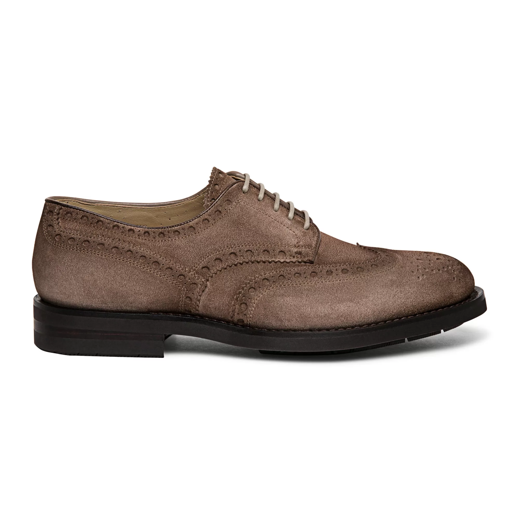 Shop Stringata derby brogue da uomo in suede tortora Vedi tutte le calzature | Stringate
